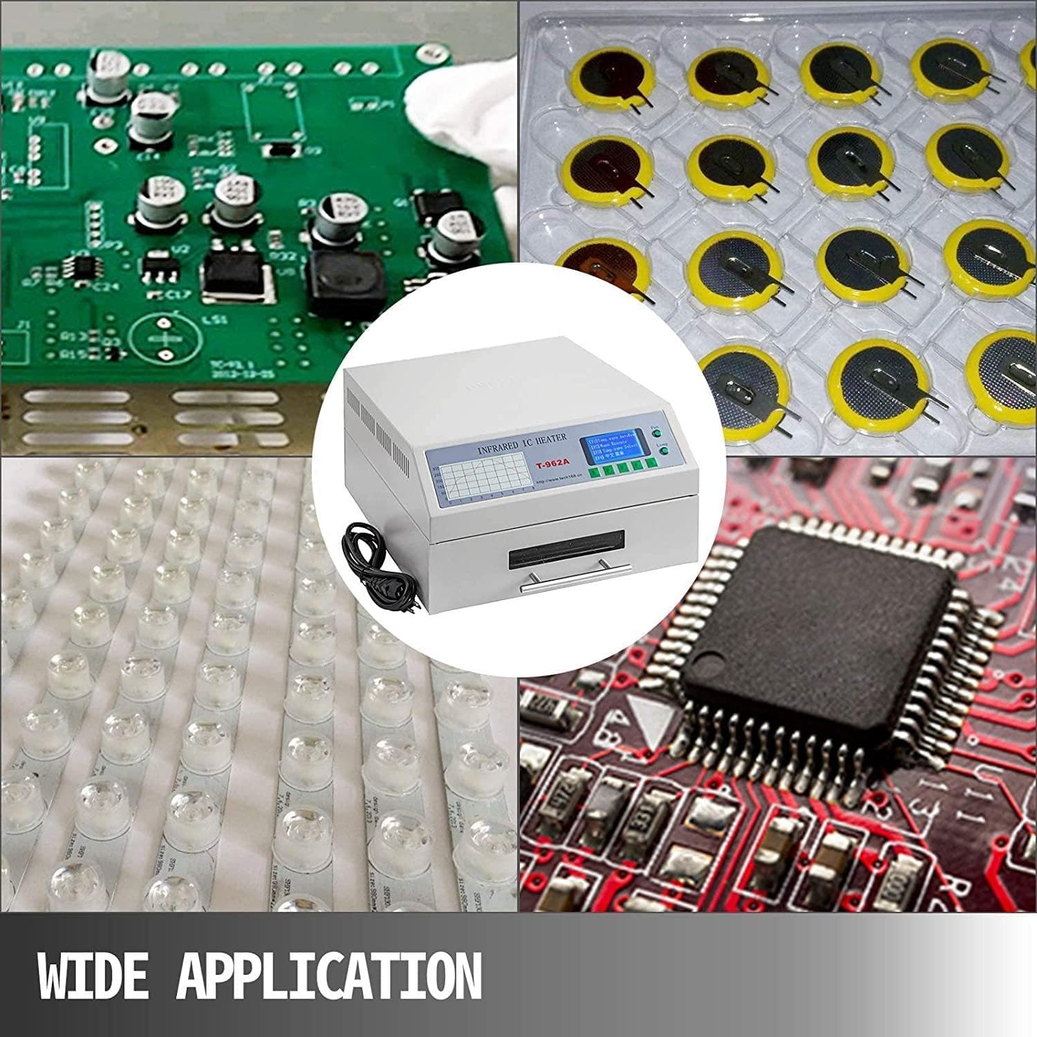 T-962A 1500W Large Body Intelligent Reflow Oven with Hot Air Circulation - Professional SMT Soldering Machine for PCB Assembly, Prototyping & Production Line | Perfect for Electronics Manufacturing, DIY Projects & Repair Workshops