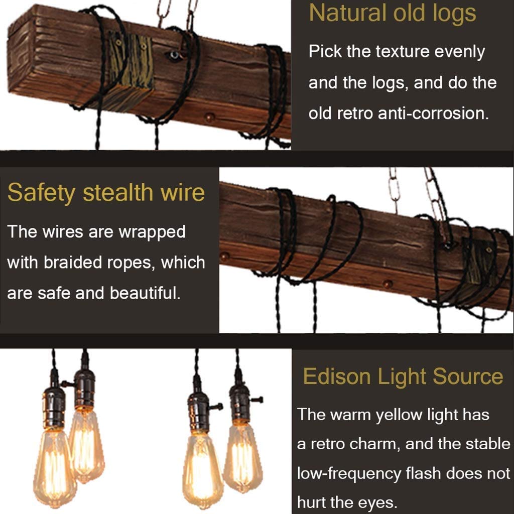 Rustic Farmhouse Chandelier - 6 Light Industrial Hanging Pendant with Adjustable Height & Switch - Perfect for Dining Room, Kitchen Island, and Entryway Lighting