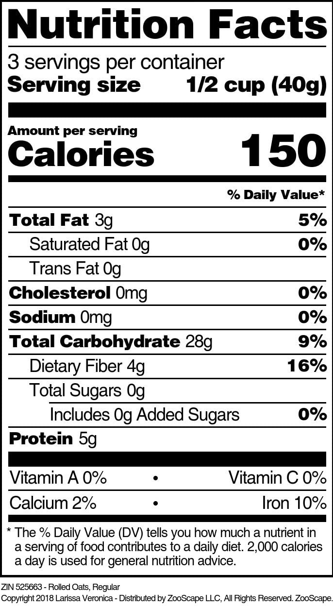 Organic Rolled Oats - 4 oz Pack | Whole Grain Breakfast Oatmeal | Perfect for Overnight Oats, Baking & Healthy Smoothies | Non-GMO, Gluten-Free | ZIN: 525663