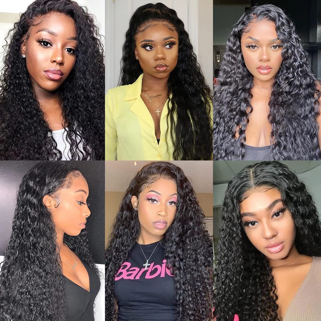 13x4 Brazilian Deep Wave Lace Front Wig - 100% Human Hair for Black Women | Natural Baby Hair & Color | 22 Inch Curly Frontal Wig for Daily Wear, Parties & Special Occasions