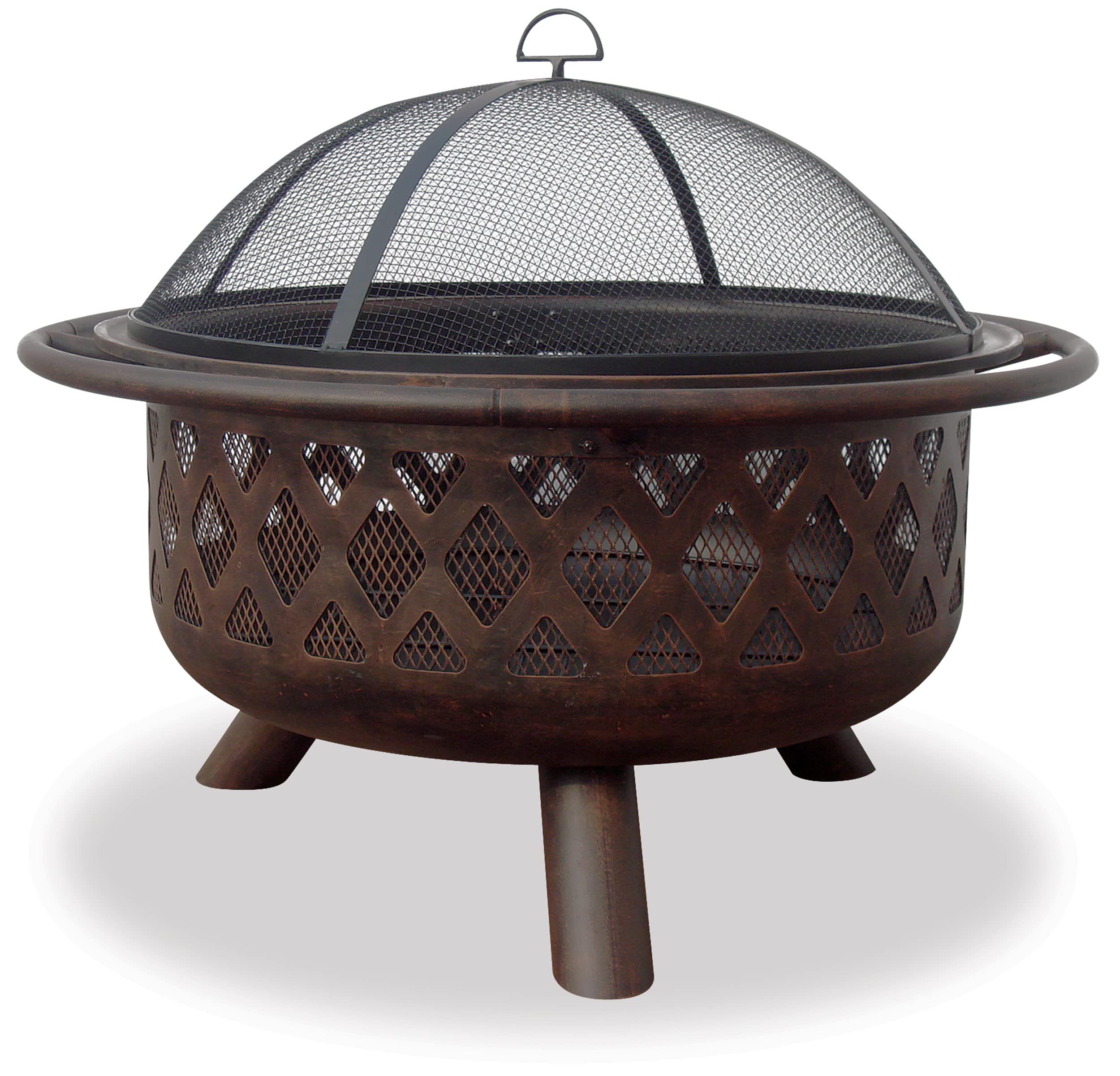 Wood Burning Outdoor Fire Pit with Lattice Design - Oil Rubbed Bronze Fire Bowl for Backyard, Patio, Camping & Garden Gatherings