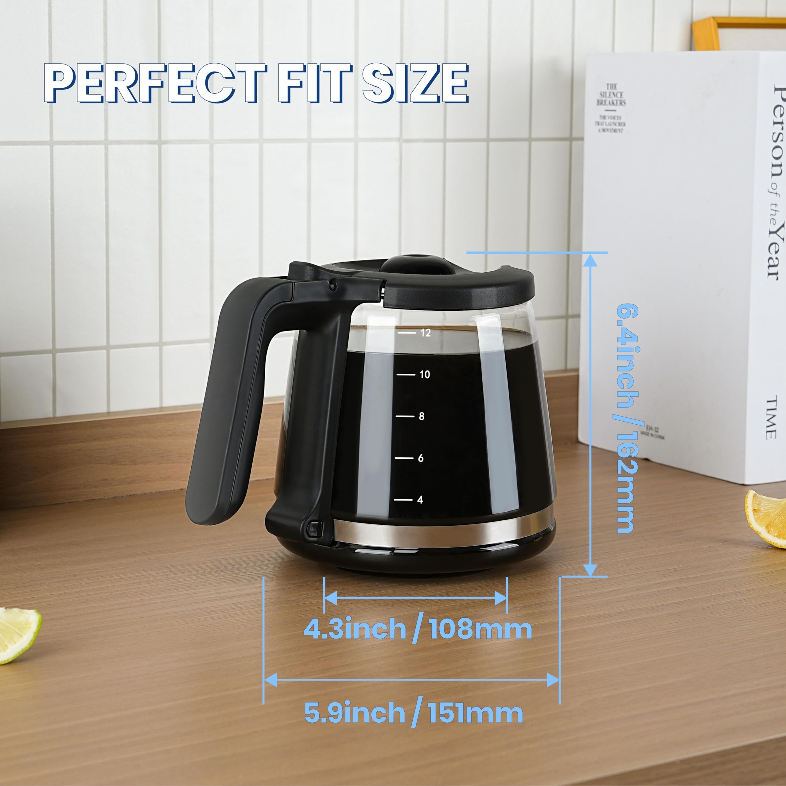 12-Cup Replacement Coffee Carafe - Compatible with Mr. Coffee Maker Models RF, LM, PC, SC Series - Perfect for Home, Office, and Restaurant Use