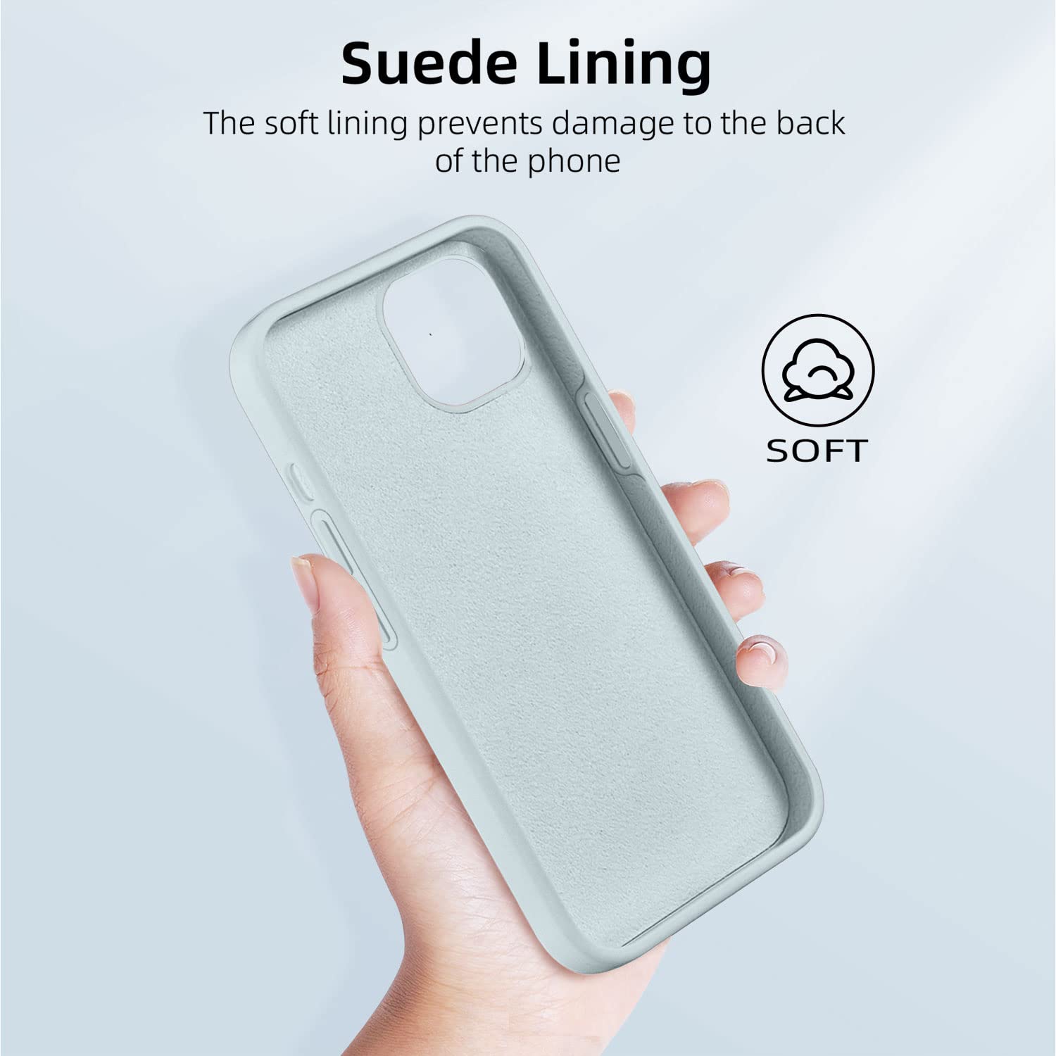 Ownest Slim Shockproof Silicone Case for iPhone 13 & iPhone 14 (6.1 Inch) - Soft Touch Microfiber Lining Protective Phone Cover - Ashy Blue | Perfect for Everyday Use, Travel & Outdoor Activities