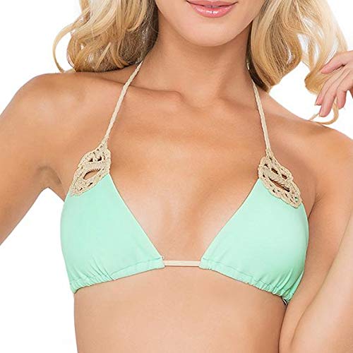 Luli Fama Women's Corazon Loco Crochet Cut-Out Triangle Bikini Top - Sexy Swimwear for Beach, Pool & Vacation - Perfect for Summer, Tropical Getaways & Swimwear Fashion