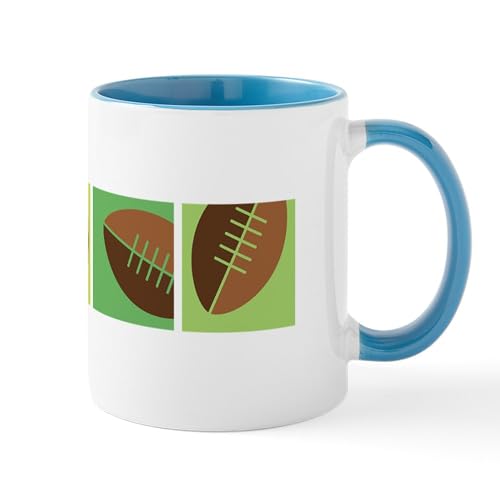 White/Blue Inside - Football Border Mugs
