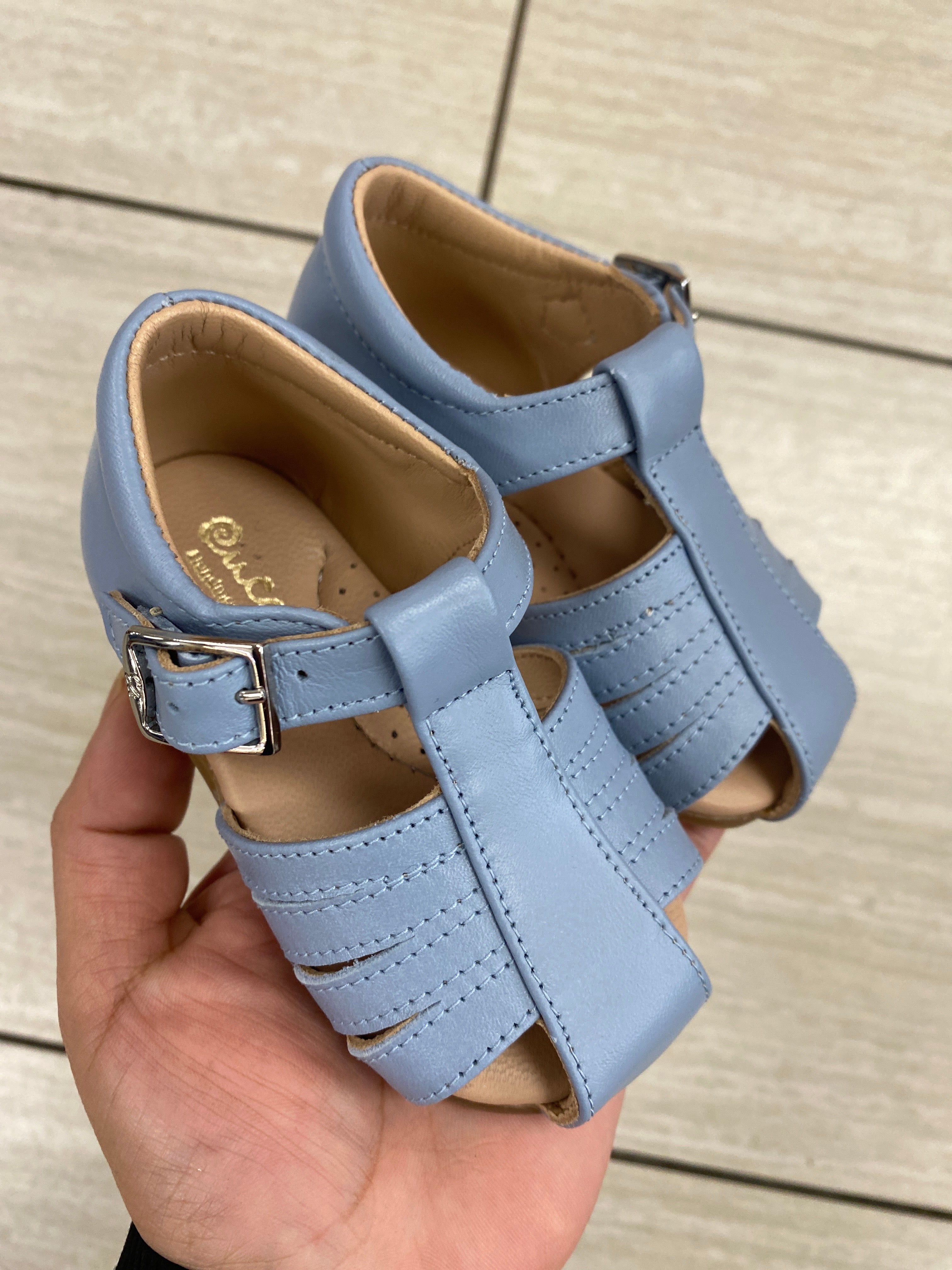 Steel Blue Closed Toe Baby Sandals for Boys & Girls - Soft Sole Infant Walking Shoes for Beach, Park & Outdoor Play