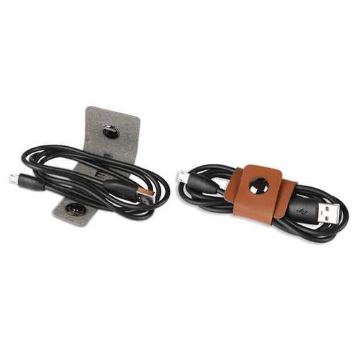 BUBM 2-Pack Genuine Leather Magnetic Headphone Cable Holder with USB Clip - Organize Your Earphones, Charging Cables & Accessories - Perfect for Home, Office, Travel & Car Use