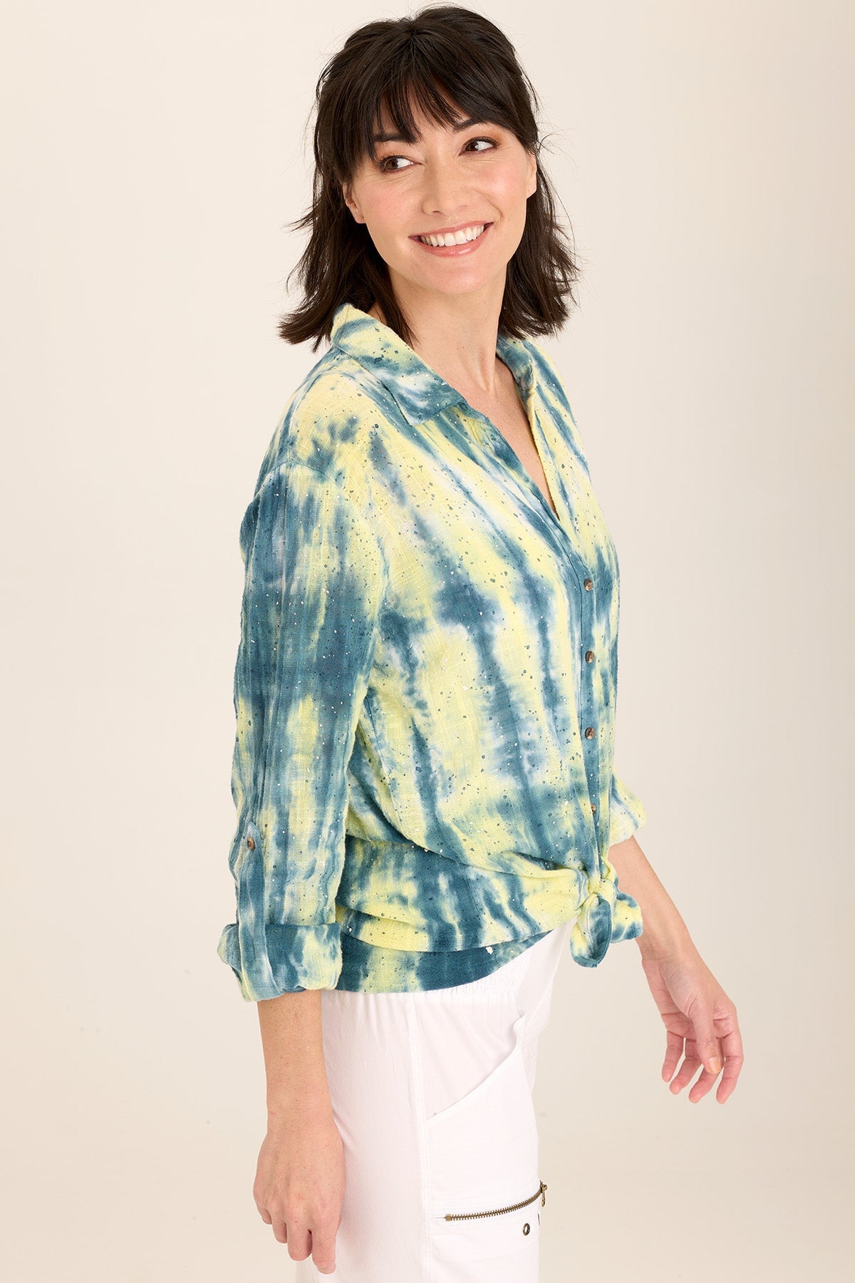 Stylish Porter Blouse with Flecked Wash Design - Comfortable Women's Casual Shirt for Daywear & Office | Perfect for Spring & Summer Outfits