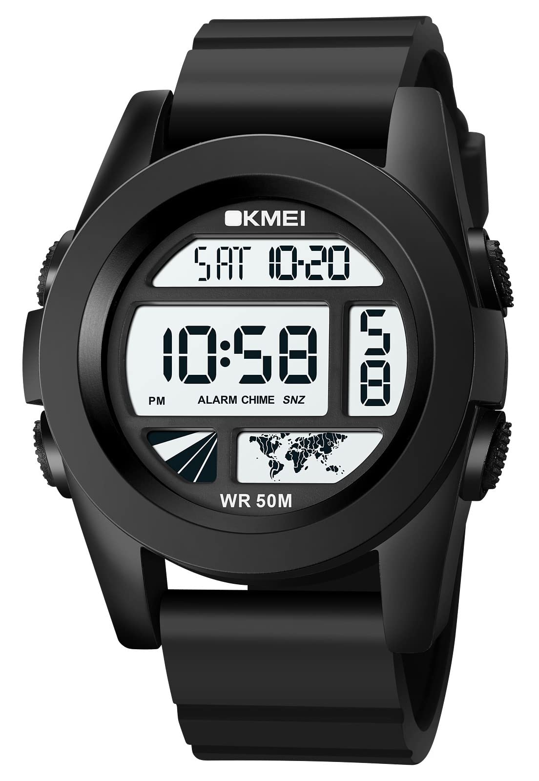 **Men's Black Multifunction Waterproof Digital LED Watch with Silicone Strap - Sport, Outdoor & Everyday Use**
