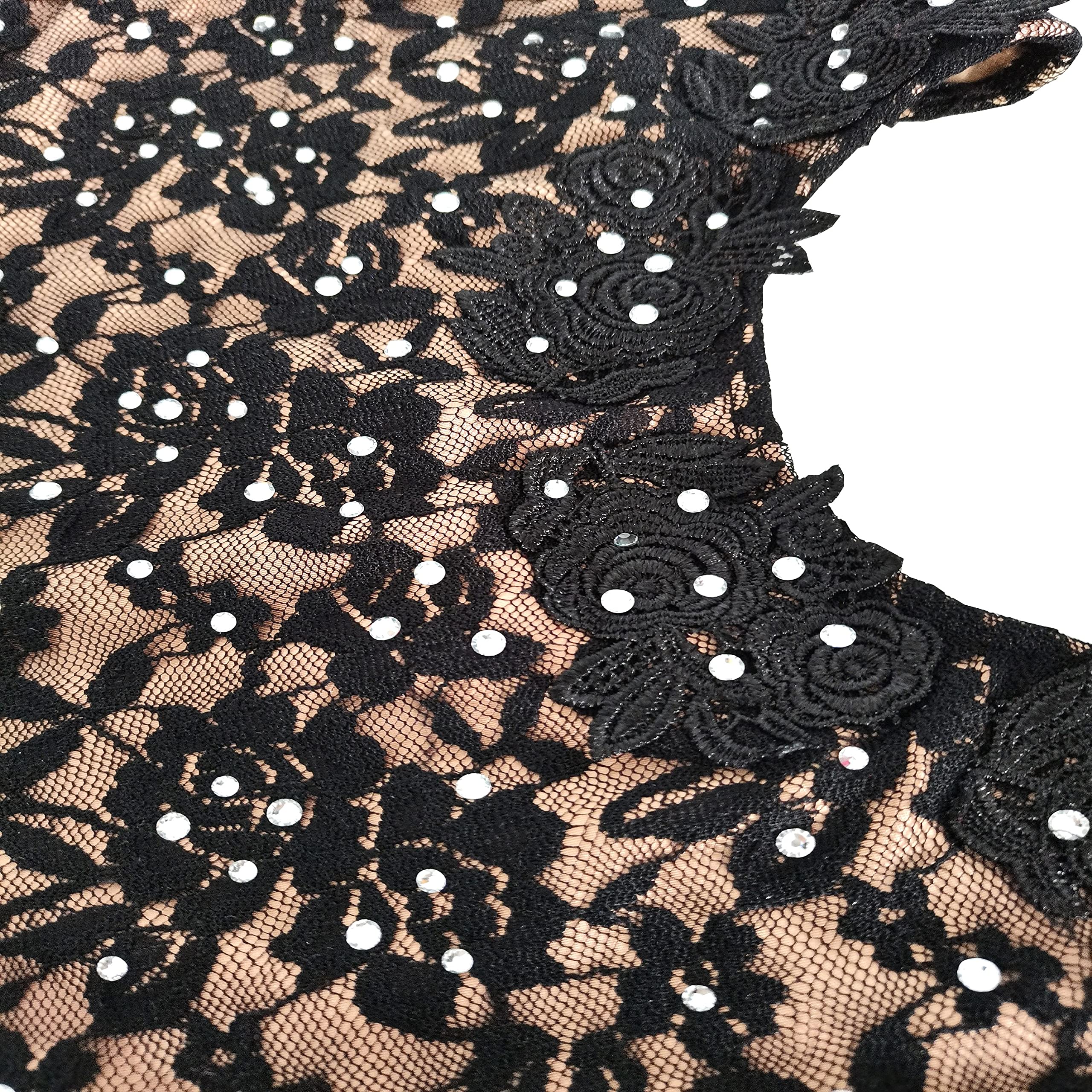 Elegant Black and Red Lace Long Sleeve Figure Skating Dress for Girls & Women - Competition & Performance Ice Skating Outfit - Perfect for Ice Shows, Competitions, and Practice Sessions