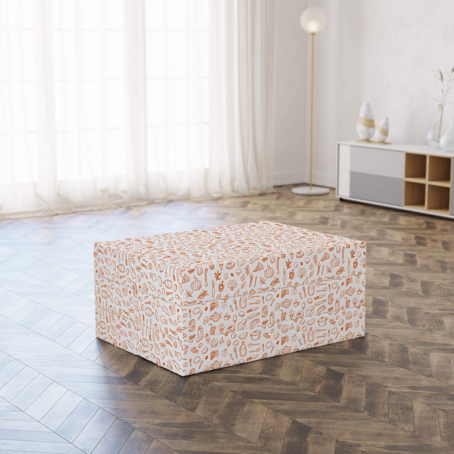 Ambesonne Food Art Foldable Mattress - Rolling Pin Whisk Lemon Print, 74.8