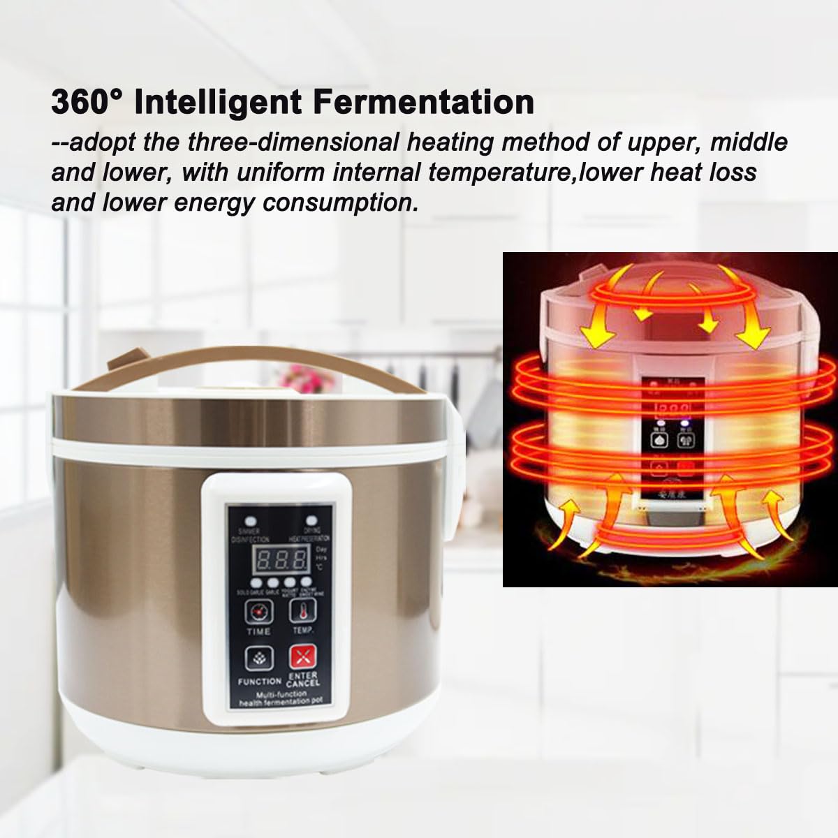 INTSUPERMAI 5L Automatic Fermenter Pot - Smart Multi-Functional Fermentation Machine for Black Garlic, Yogurt, Natto - DIY Cooker with Intelligent Control - Perfect for Home Brewing, Healthy Snacks & Fermented Foods