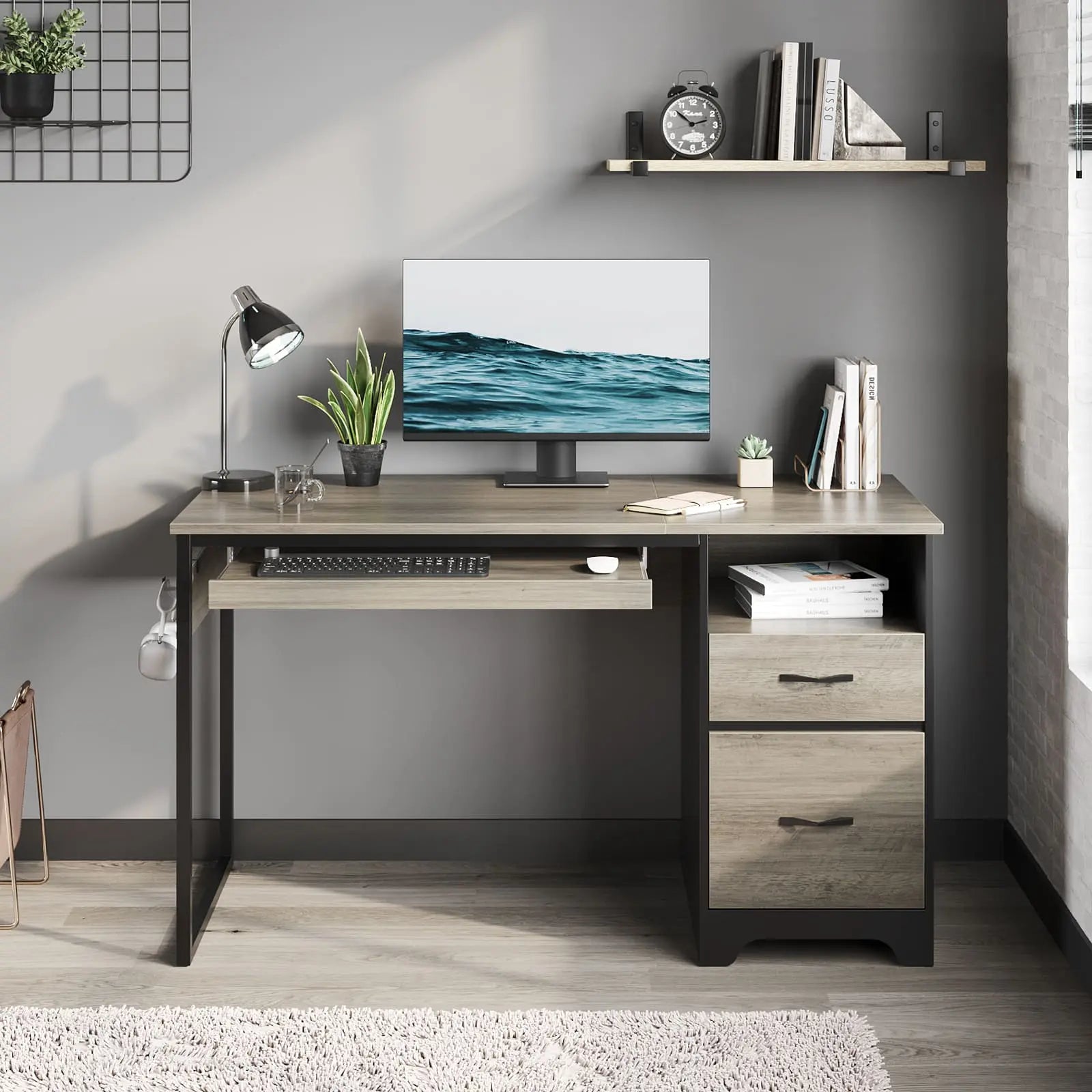 Bestier 48 Inch Office Computer Desk with Drawers - Modern Writing Workstation with Storage for Home & Small Business - Perfect for Remote Work, Study & Gaming Setup