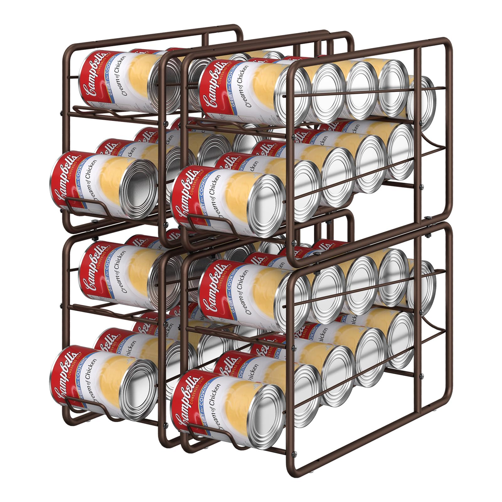 MOOACE 4 Pack Stackable Can Dispenser Rack - Bronze Canned Food Organizer for Kitchen Cabinet, Pantry & Countertop Storage | Perfect for Soda, Beer & Soup Can Organization