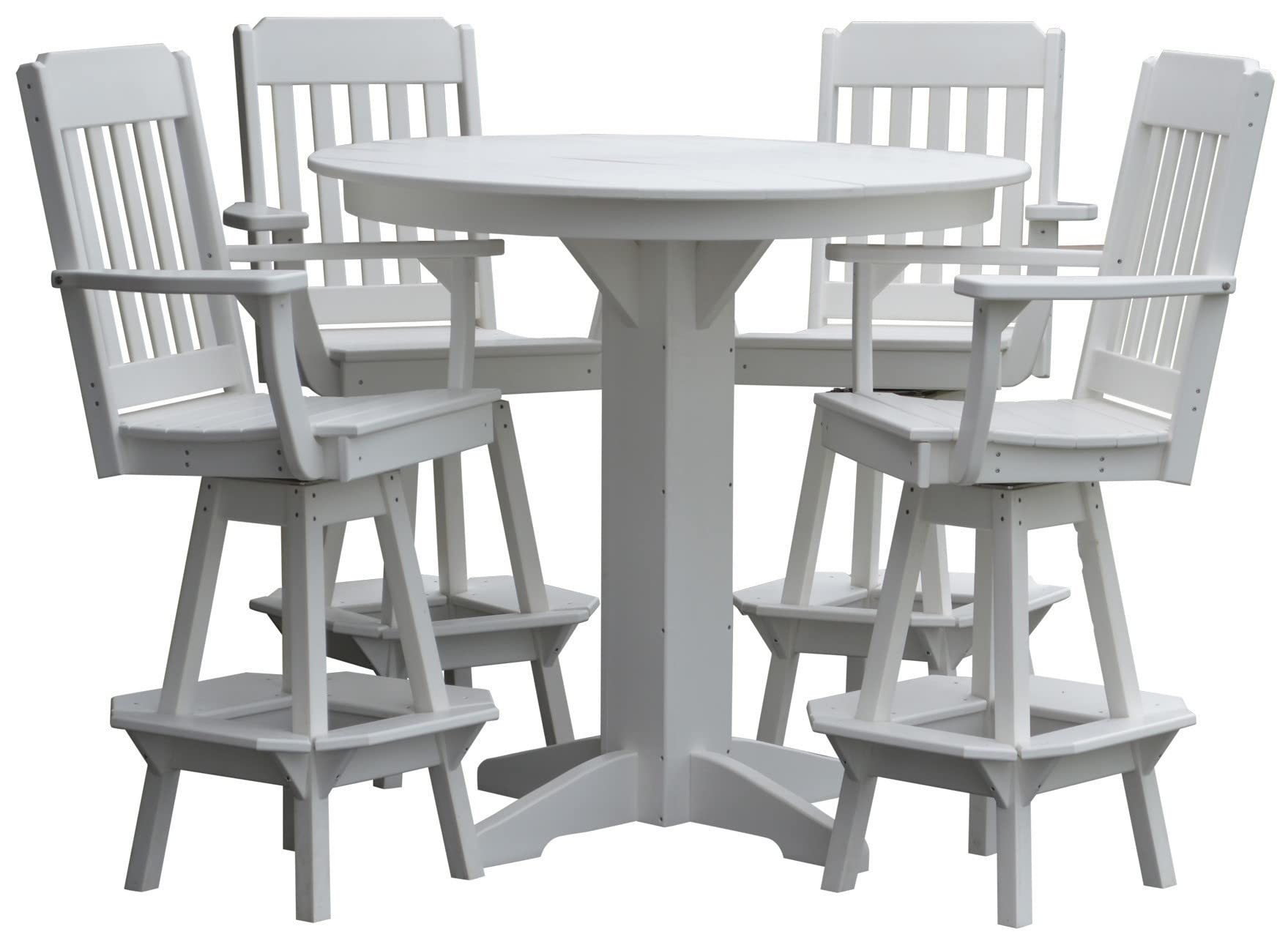 44-Inch White Poly Lumber Round Bar Table for Outdoor & Indoor Use - Durable Patio Furniture by Furniture Barn USA - Perfect for Dining, Entertaining & Backyard Decor