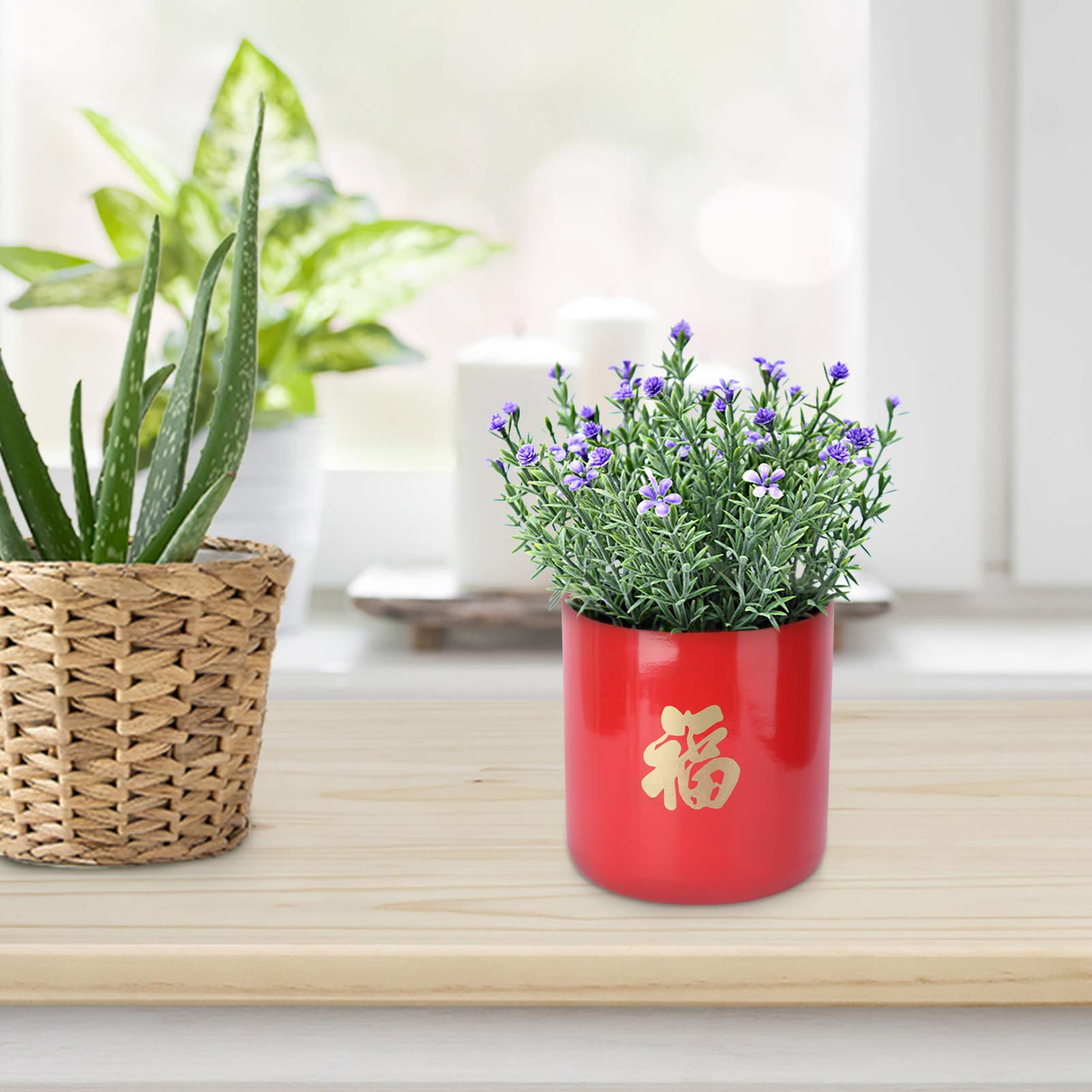 DOITOOL Chinese New Year Floral Arrangement Bucket - 1pc Iron Fu Word Hug Bucket for Flower Decor, Unique Home & Wedding Centerpiece, Festive Holiday Decoration