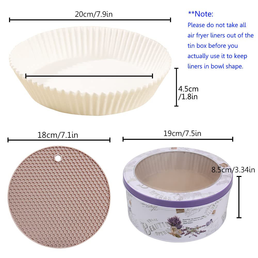 120PCS Air Fryer Disposable Paper Liners - Non-Stick, Food Grade, Oil & Water Proof Baking Sheets for Air Fryer, Oven, Microwave - Perfect for Roasting, Baking & Reheating Foods