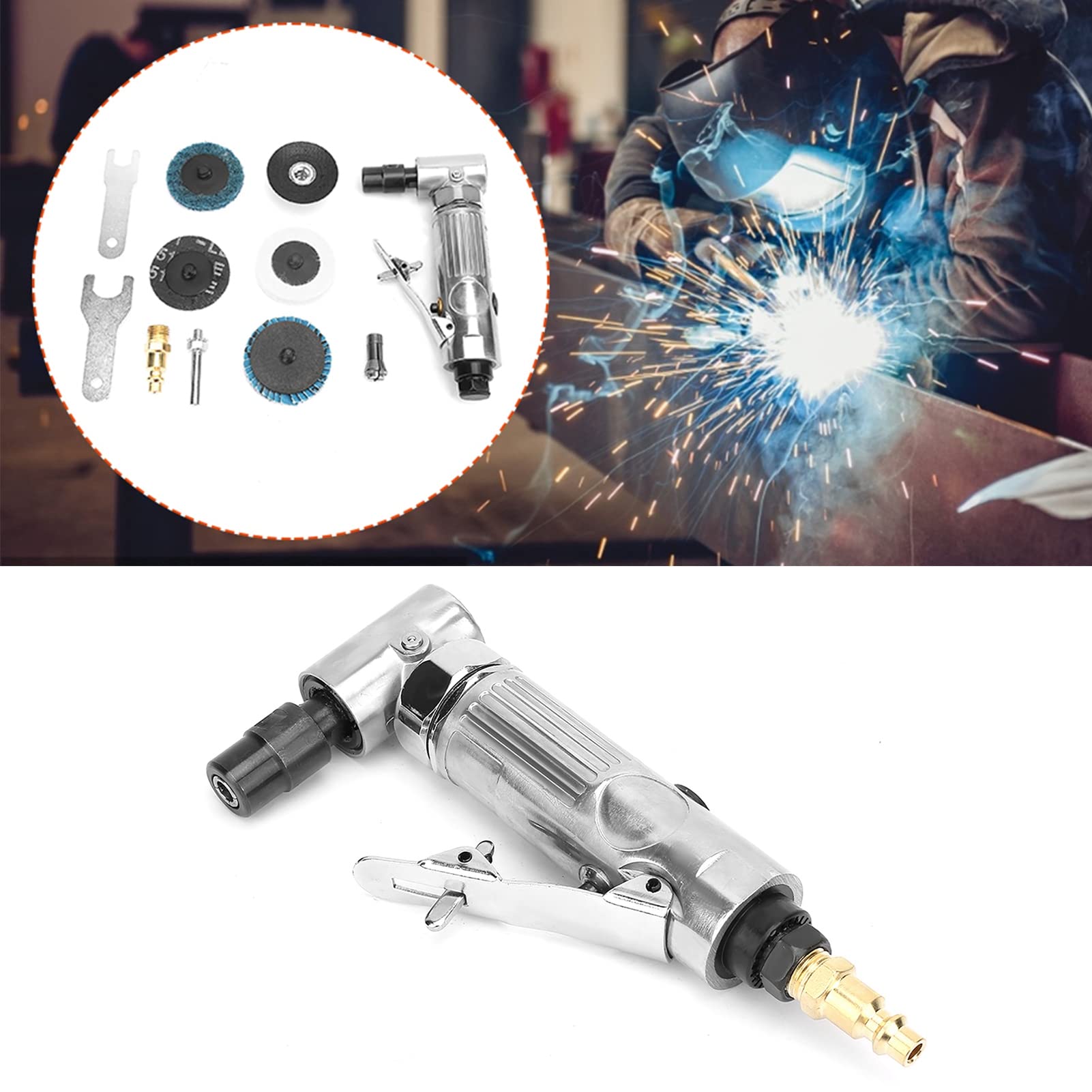 1/4-Inch BSP Right Angle Air Die Grinder Tool - 20000 RPM Pneumatic Grinding Machine with 2-Inch Disc for Metalworking, Wood Carving & Automotive Repair | Perfect for Grinding, Deburring & Shaping Metal, Wood & Plastic Surfaces