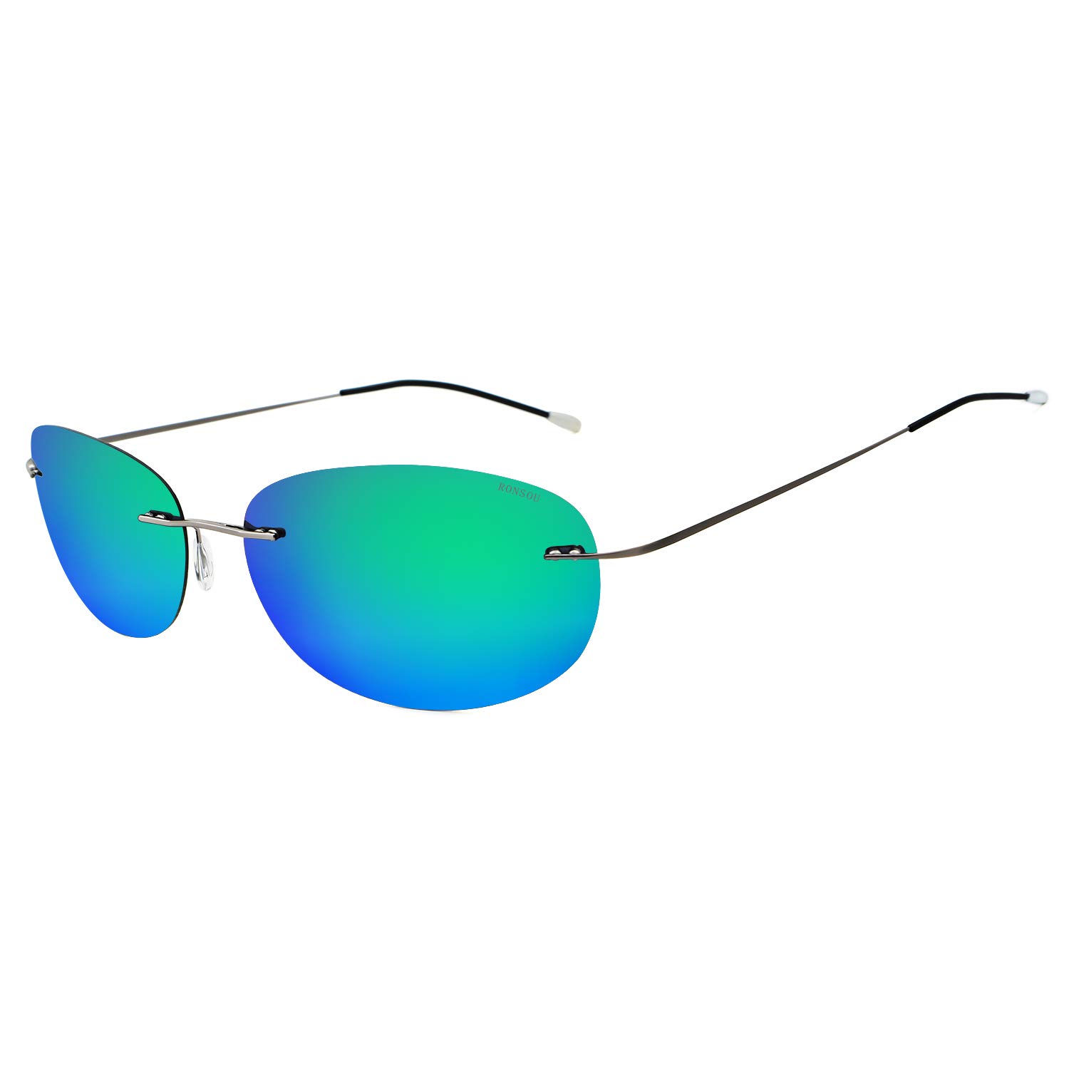 RONSOU Ultralight Rimless Polarized Sunglasses for Men & Women - Vintage Titanium Frameless UV Protection Sunglasses - Fashionable Colorful Shades for Driving, Running, Beach & Outdoor Activities