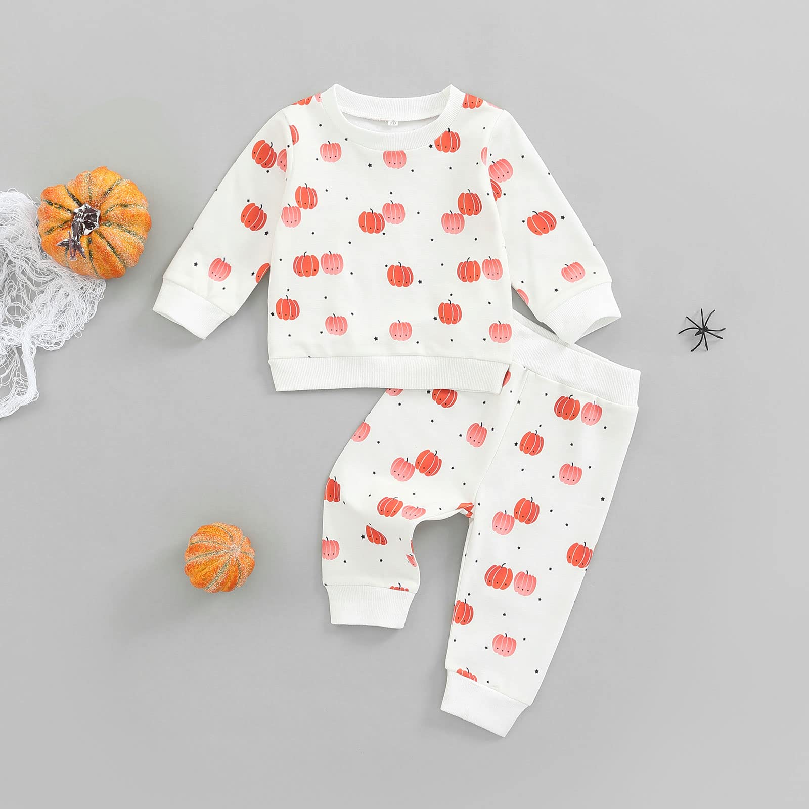 Adorable Halloween Outfit for Baby Boys & Girls - Pumpkin Long Sleeve Sweatshirt & Casual Pants Set | Newborn & Toddler Fall Winter Clothes | Perfect for Trick-or-Treating, Photo Shoots & Seasonal Celebrations