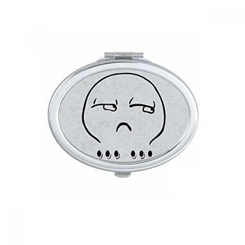 DIYthinker Silent Black Cute Chat Happy Pattern Oval Mirror - Portable Foldable Double-Sided Makeup & Glasses Mirror for Travel, Home Vanity & Handbag Essentials