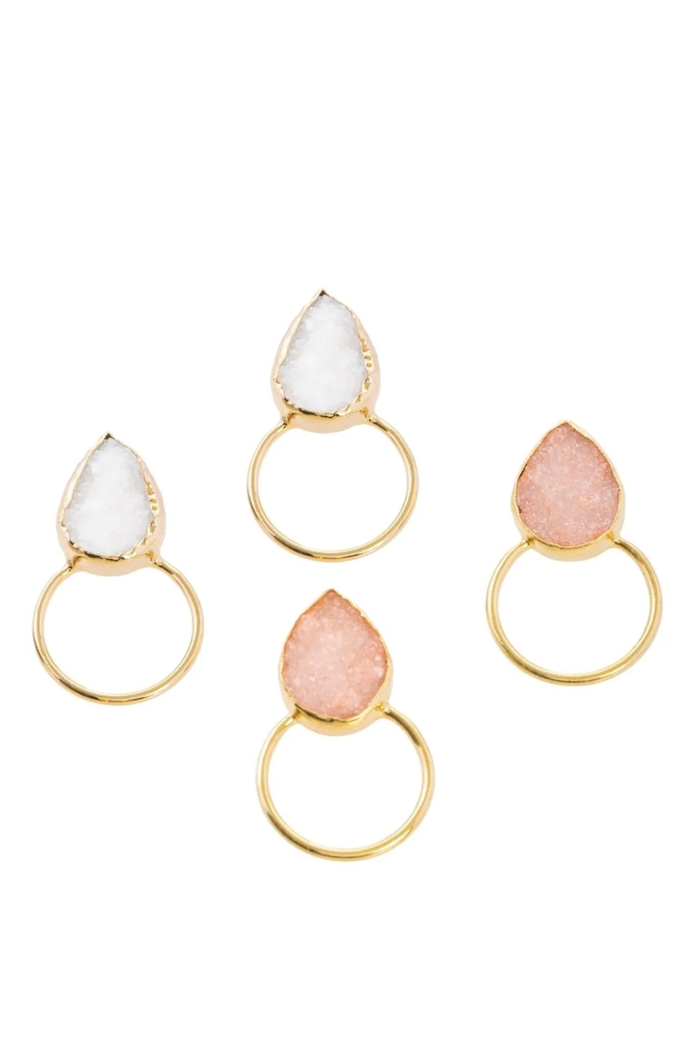 Boho Hoop Druzy Earrings for Women - Natural Stone Dangle Earrings, Handmade Boho Chic Jewelry - Perfect for Festivals, Parties & Everyday Wear