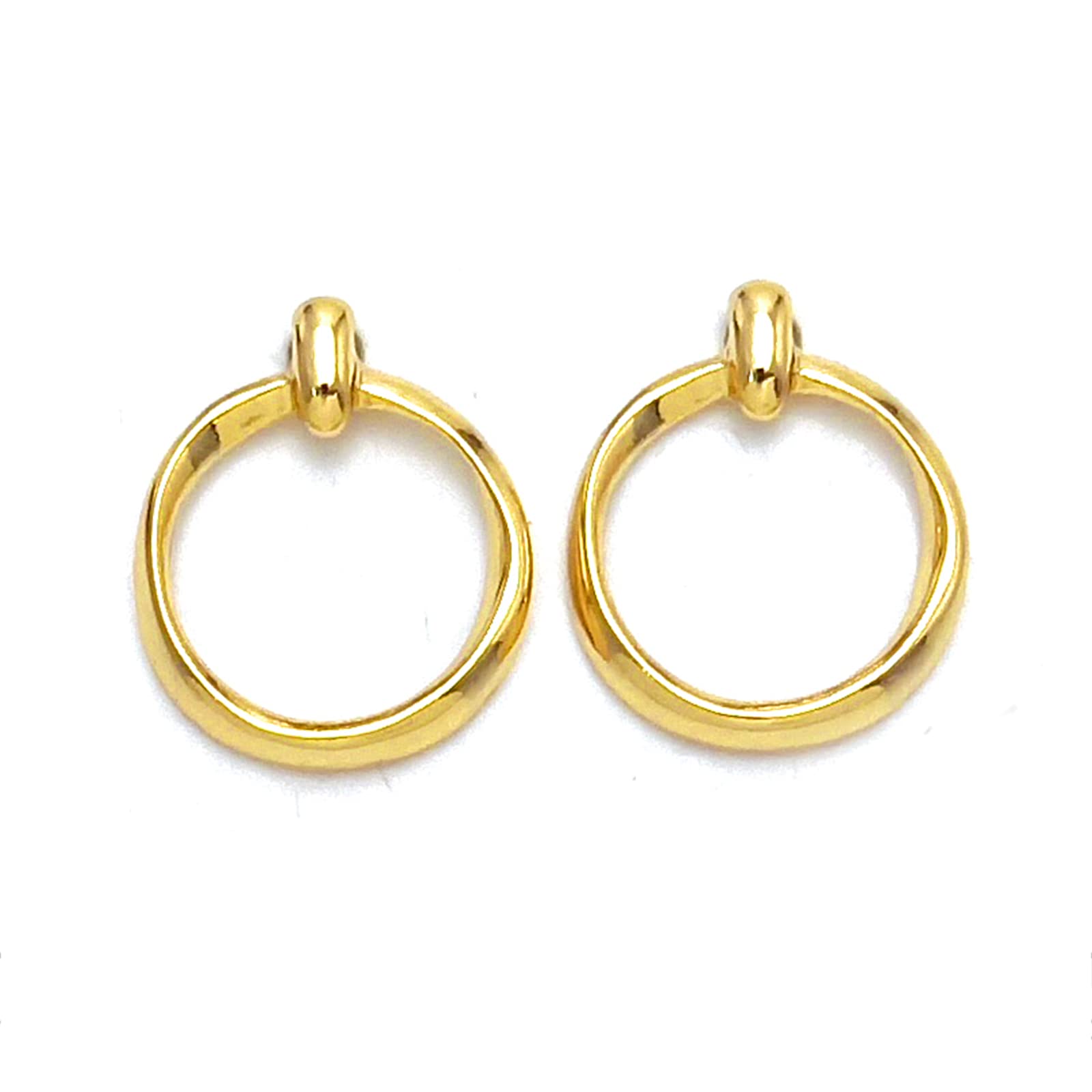 14K Gold Plated Women's Circle Dangle Earrings - Minimalist Drop Earrings for Girls & Ladies | Lightweight Hypoallergenic Trendy Jewelry | Perfect for Parties, Weddings & Everyday Wear