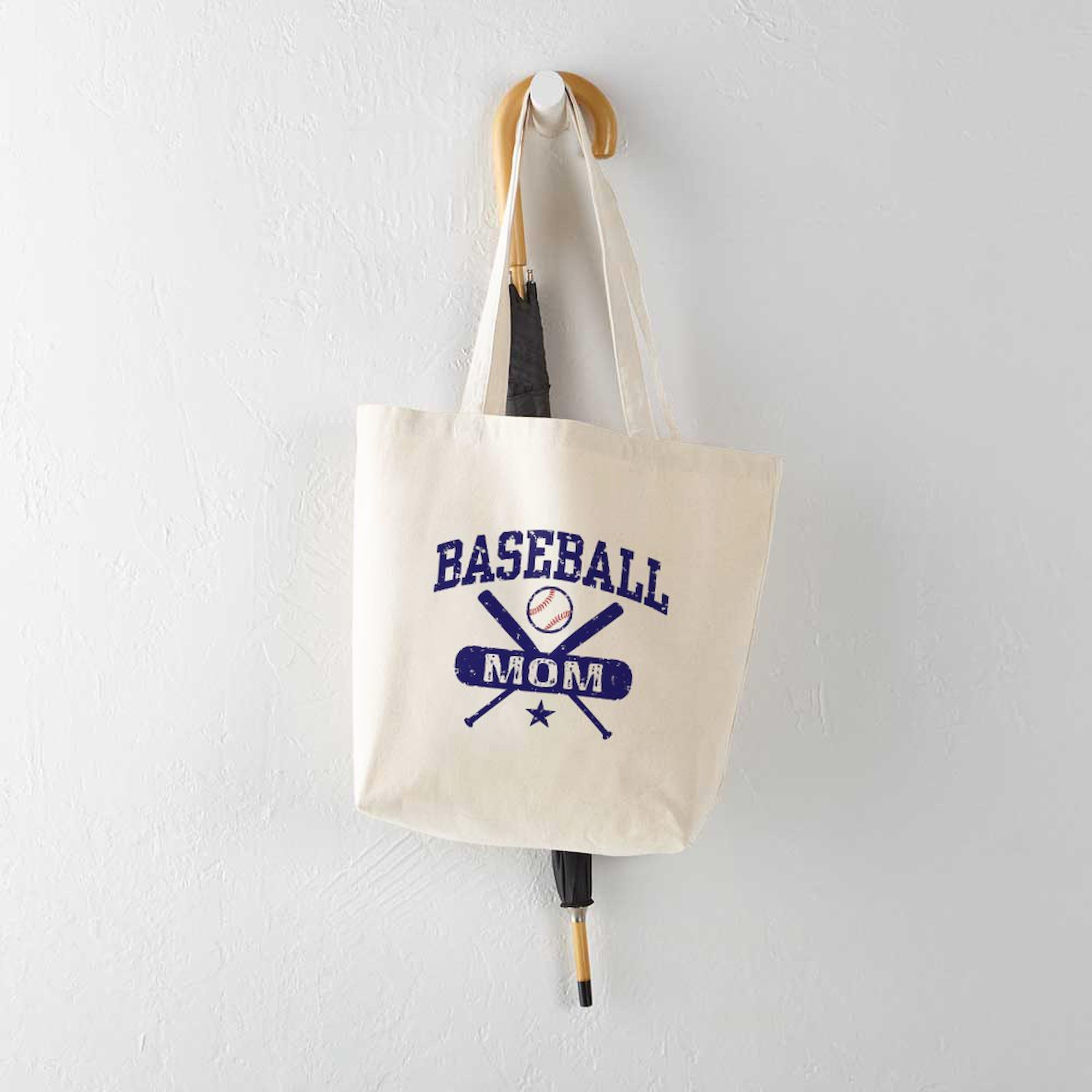 Baseball Mom Tote Bag - Natural Canvas Reusable Shopping Bag for Baseball Games, Groceries & Everyday Use | Durable & Eco-Friendly