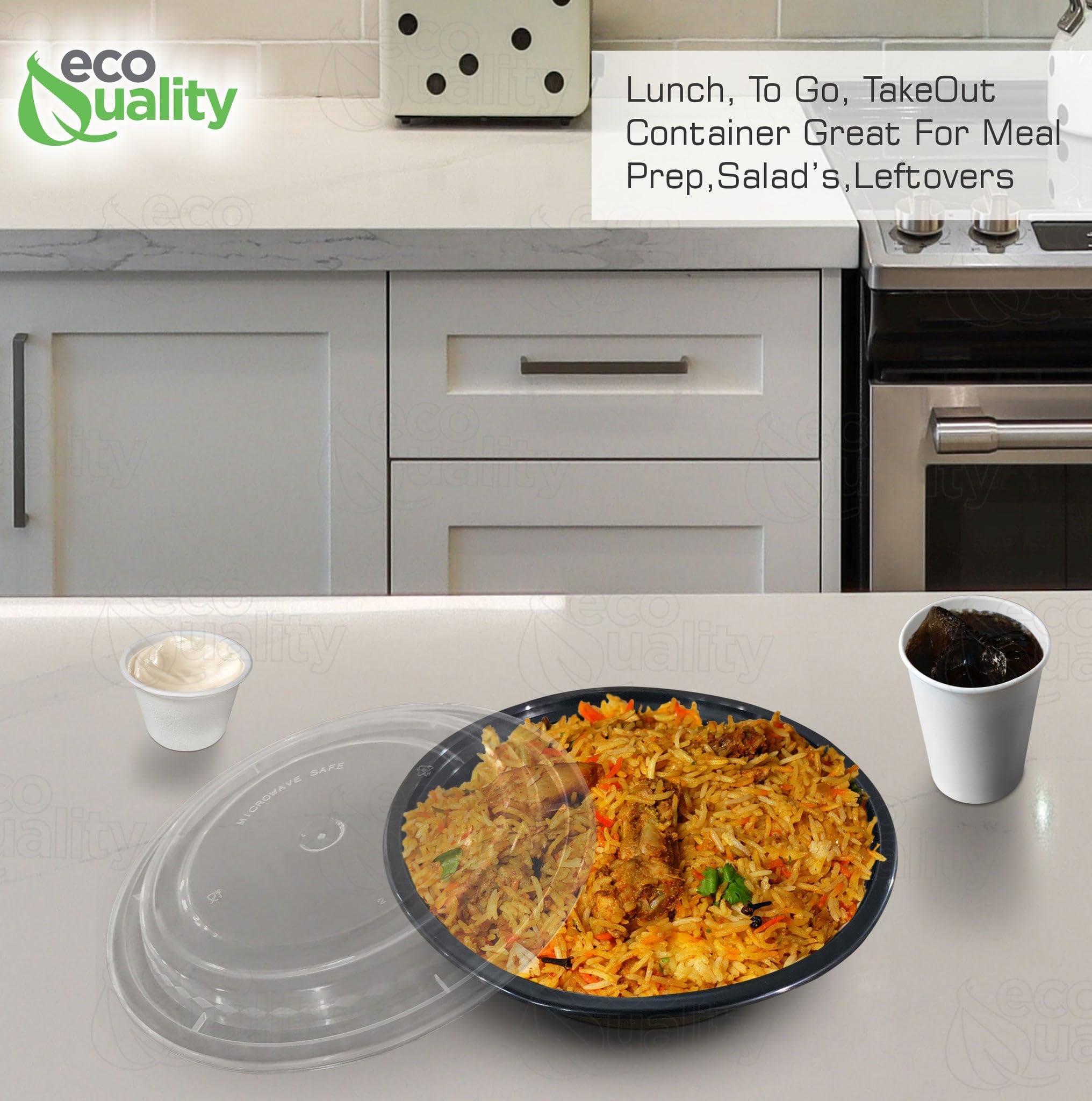 24 oz BPA-Free Plastic Meal Prep Containers with Lids - Round Microwave & Freezer Safe Food Storage Containers - Stackable, Reusable & Dishwasher Safe for Meal Prepping, Leftovers & Office Lunches (Black, Pack of 450)