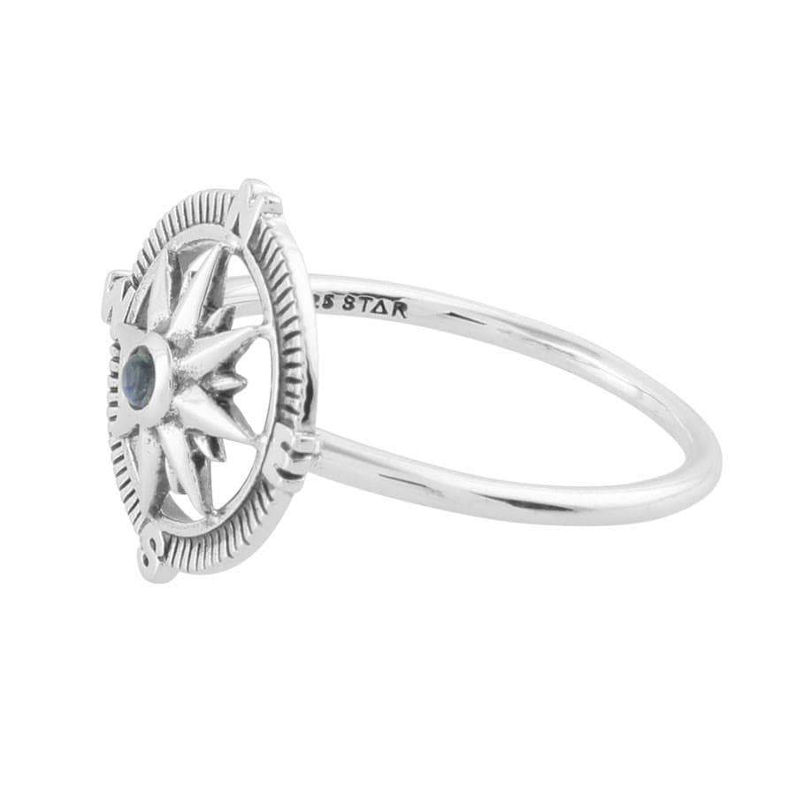 Guiding Light Compass Moonstone Ring - Elegant Silver Jewelry for Women | Perfect for Travel, Outdoor Adventures & Spiritual Healing