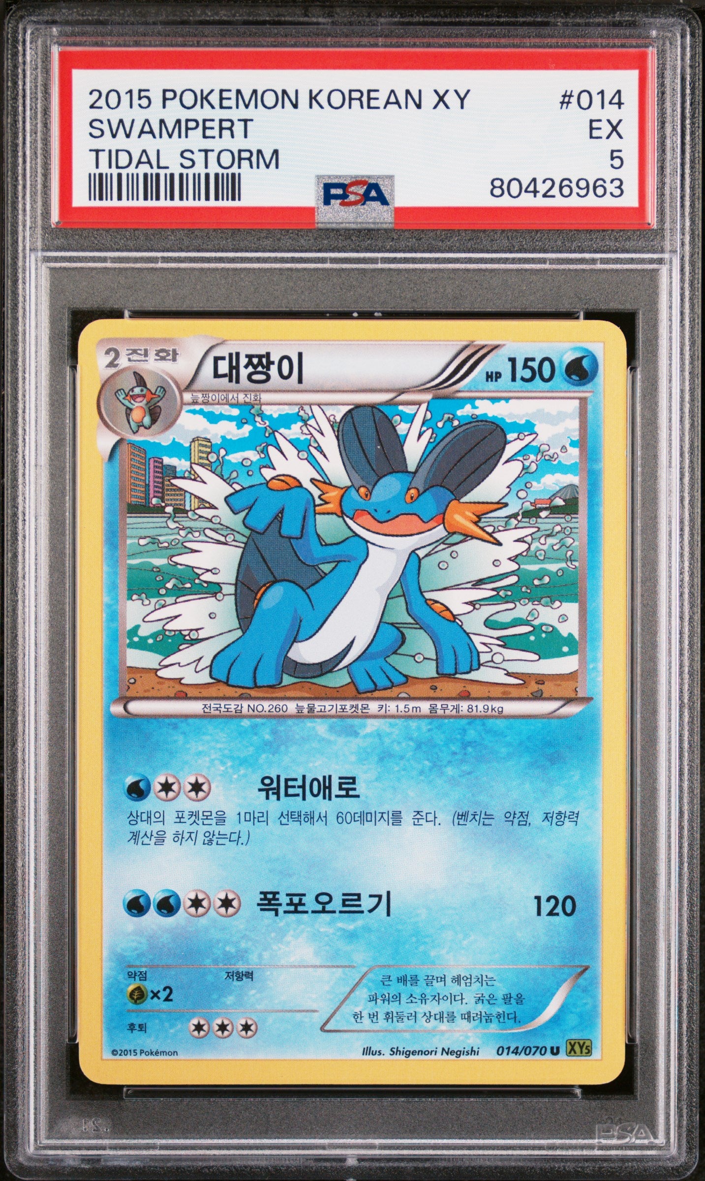 2015 Pokemon Korean XY Tidal Storm Swampert #14 PSA 5 - Rare Trading Card for Collectors & Battles