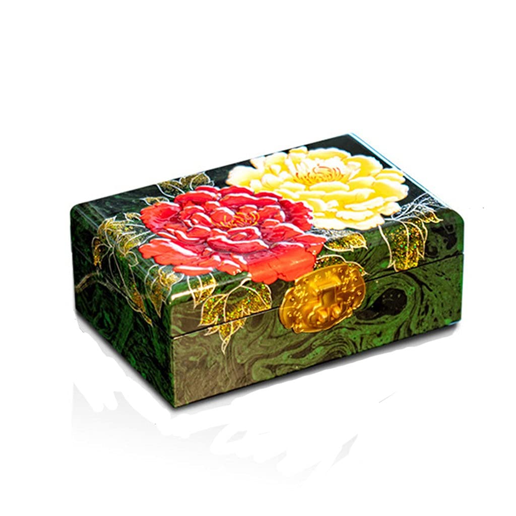 Vintage Chinese Style Jewelry Box - Wooden Jewelry Storage Organizer with Lock, Antique Treasure Chest for Rings, Necklaces & Earrings | Perfect for Wedding Gifts, Bridesmaid Presents & Home Decor