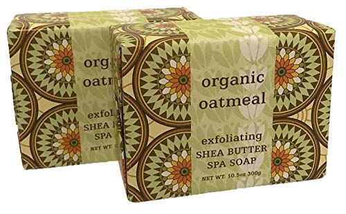 Organic Oatmeal Shea Butter Soap Bars (Set of 2) - 10.5 oz Each | Moisturizing & Exfoliating | Greenwich Bay Trading Company | Perfect for Dry Skin & Sensitive Skin Care