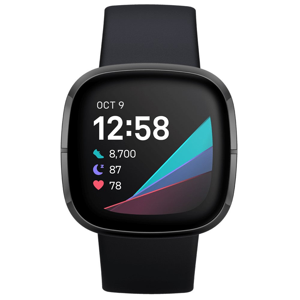 Fitbit Sense Advanced Health & Fitness Smartwatch with ECG, Stress Sensor, Heart Rate & SpO2 Monitor - Carbon/Graphite (Renewed Like New) | Track Workouts, Sleep & Daily Activity for Active Lifestyle