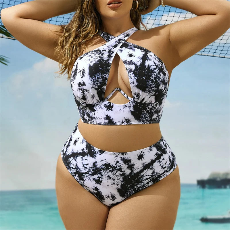 2025 Trendy Big Size Women's Bikini Set - Sexy Halter Two Piece Swimwear with High Waist & Bandage Design | Perfect for Beach Vacations, Pool Parties & Summer Getaways