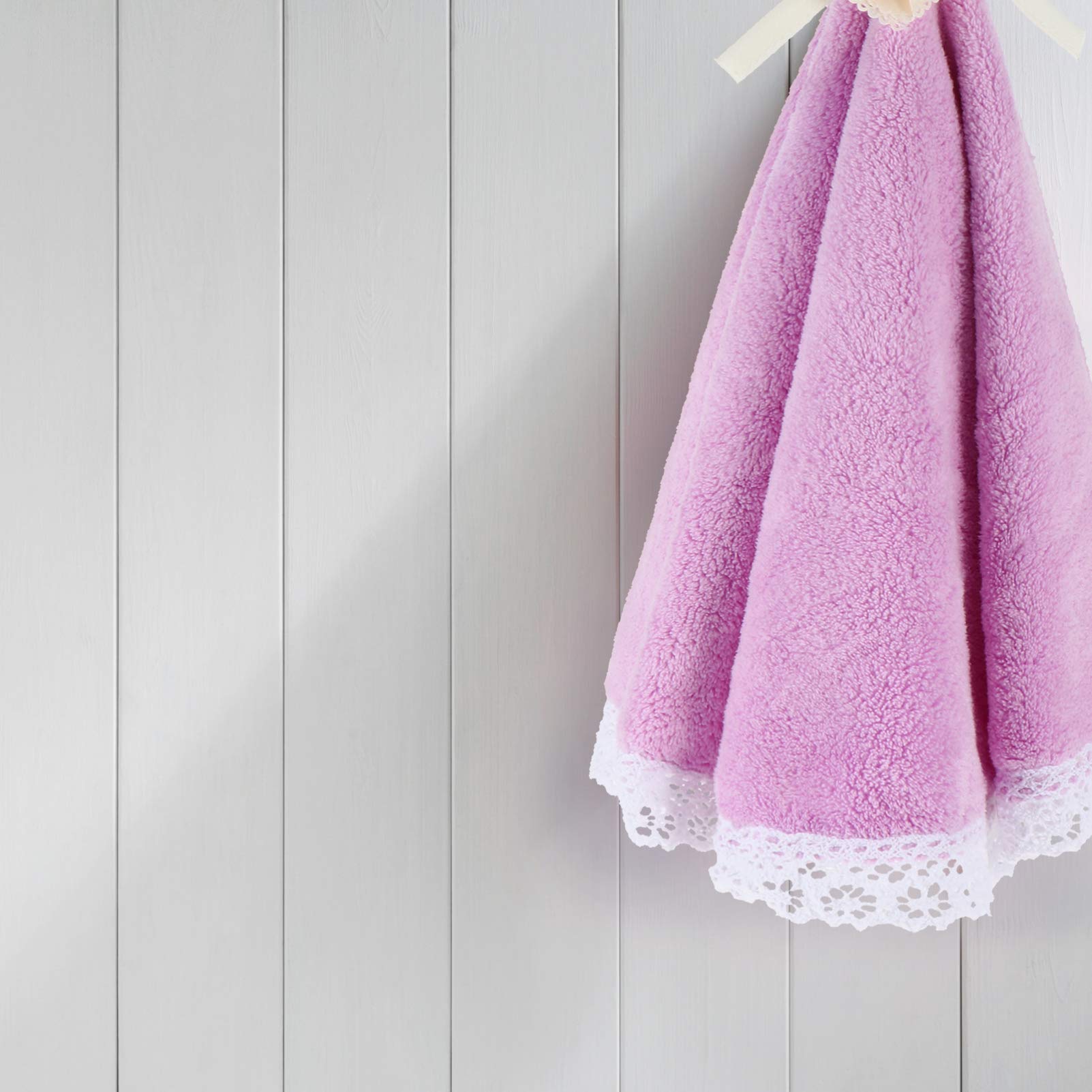 **CALLARON Quick Dry Hanging Hand Towel - Super Absorbent Microfiber Coral Fleece Towel for Kitchen, Bathroom & Bedroom - Soft & Fast Drying - Ideal for Baby, Gym & Travel (Purple)**
