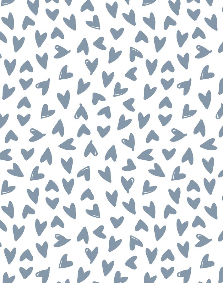 Hearts Wallpaper by Sugar Paper - French Blue on White Peel & Stick Wallpaper for Nursery, Bedroom, and Home Decor