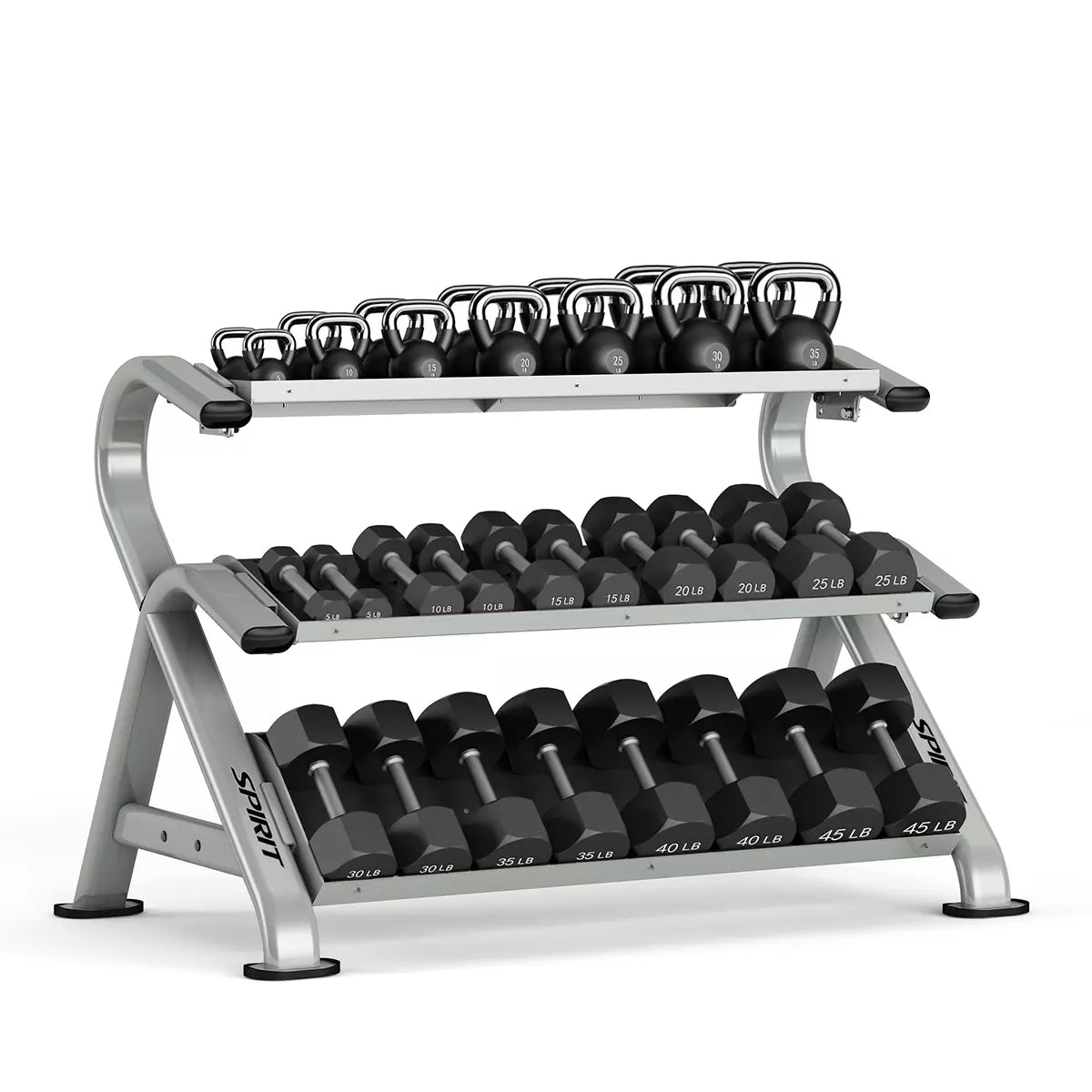 Spirit 3-Tier Commercial Dumbbell Rack - Heavy Duty Gym Equipment for Weight Storage | Perfect for Home Gyms, Fitness Studios & Commercial Workout Spaces