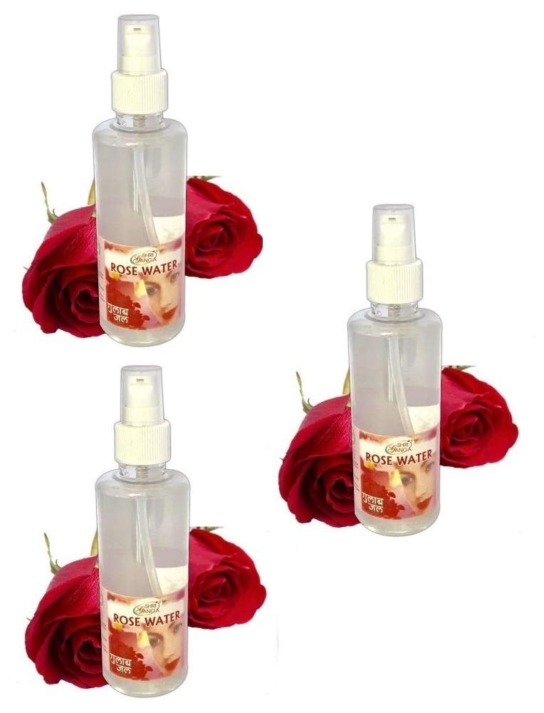 Shri Ganga Pure Rose Water 200ml (Pack of 3) - Natural Face Toner & Hydrating Mist for Skin Care, Aromatherapy, and Hair Treatment | Perfect for Daily Beauty Routine, Spa Days & DIY Beauty Recipes