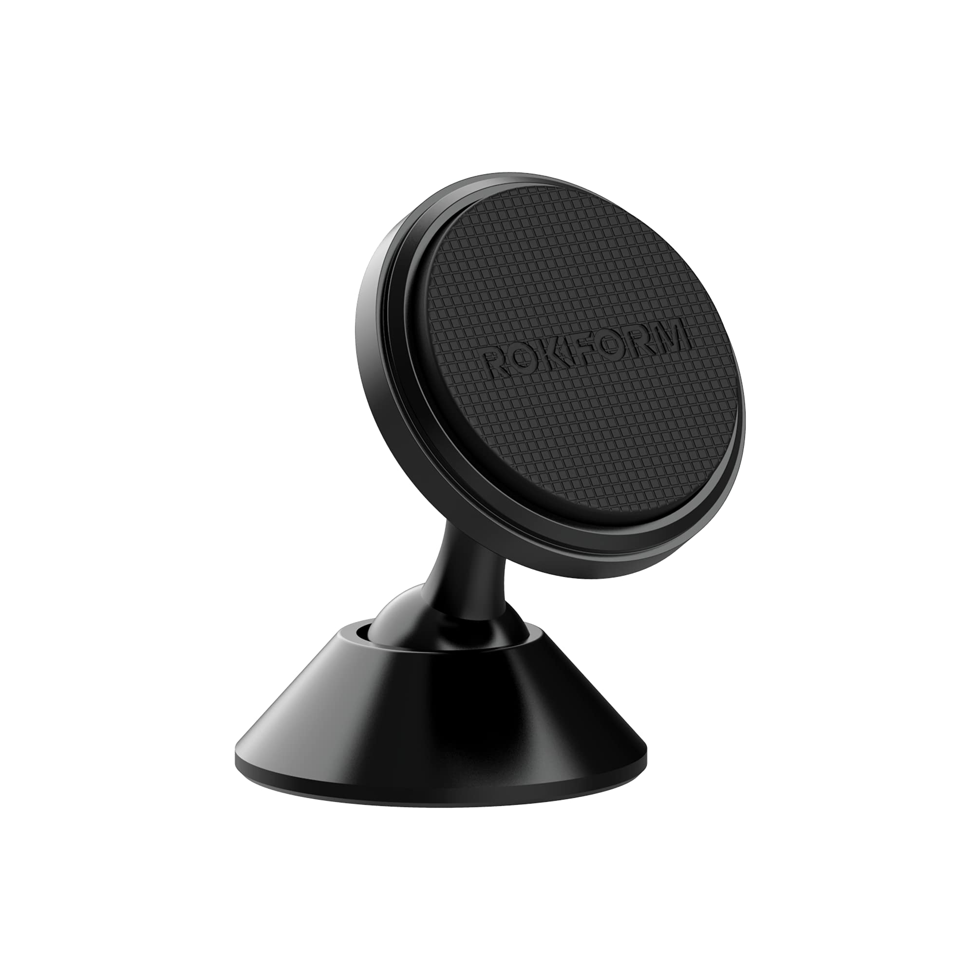 ROKFORM 360度可调节磁性车载手机支架，3M VHB胶带固定，铝合金仪表盘手机支架，适用于卡车、汽车和货车，黑色 - 驾驶导航与免提通话的理想选择