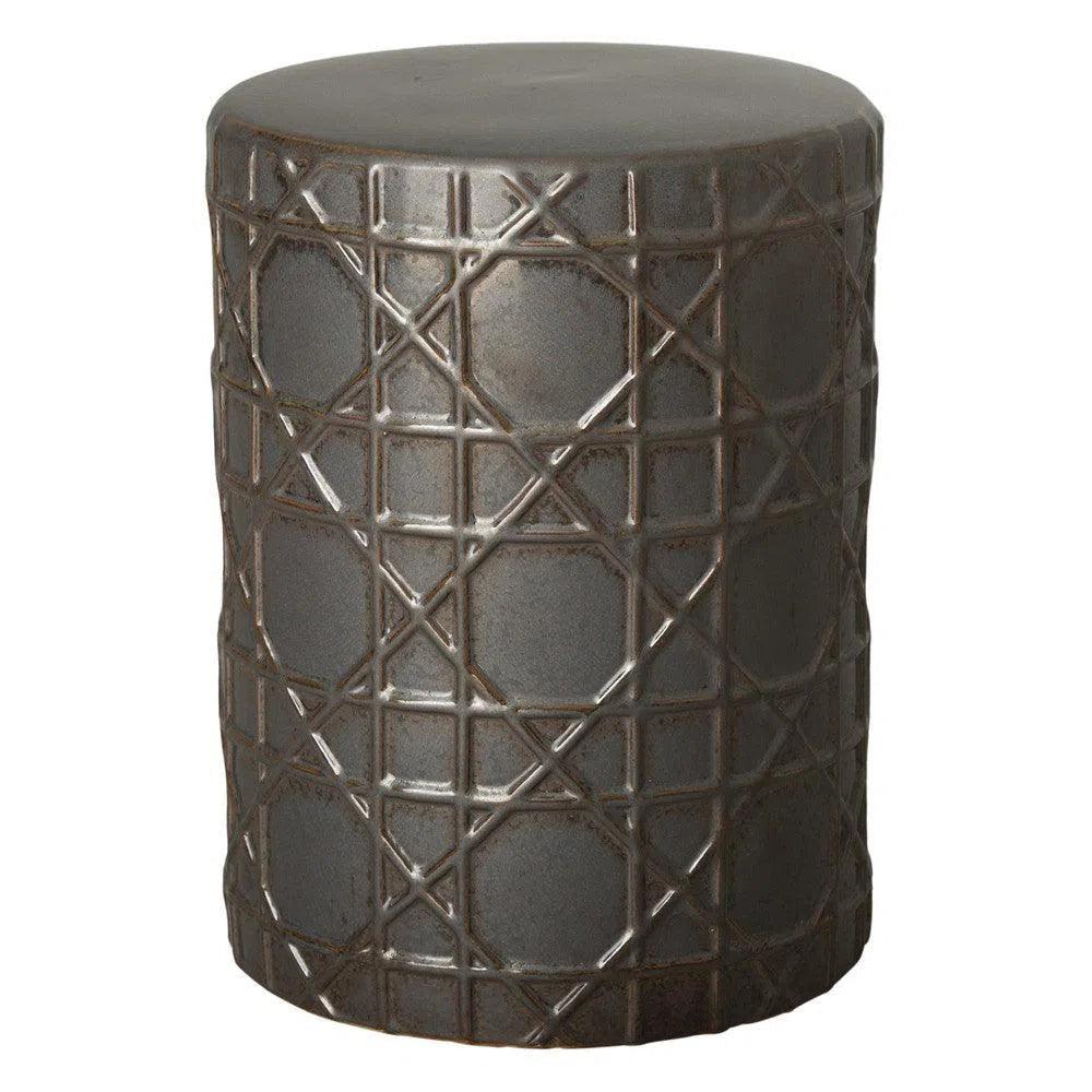 18 Inch Ceramic Garden Stool - Outdoor Patio Furniture, Decorative Side Table for Garden, Poolside, Porch & Backyard Decor