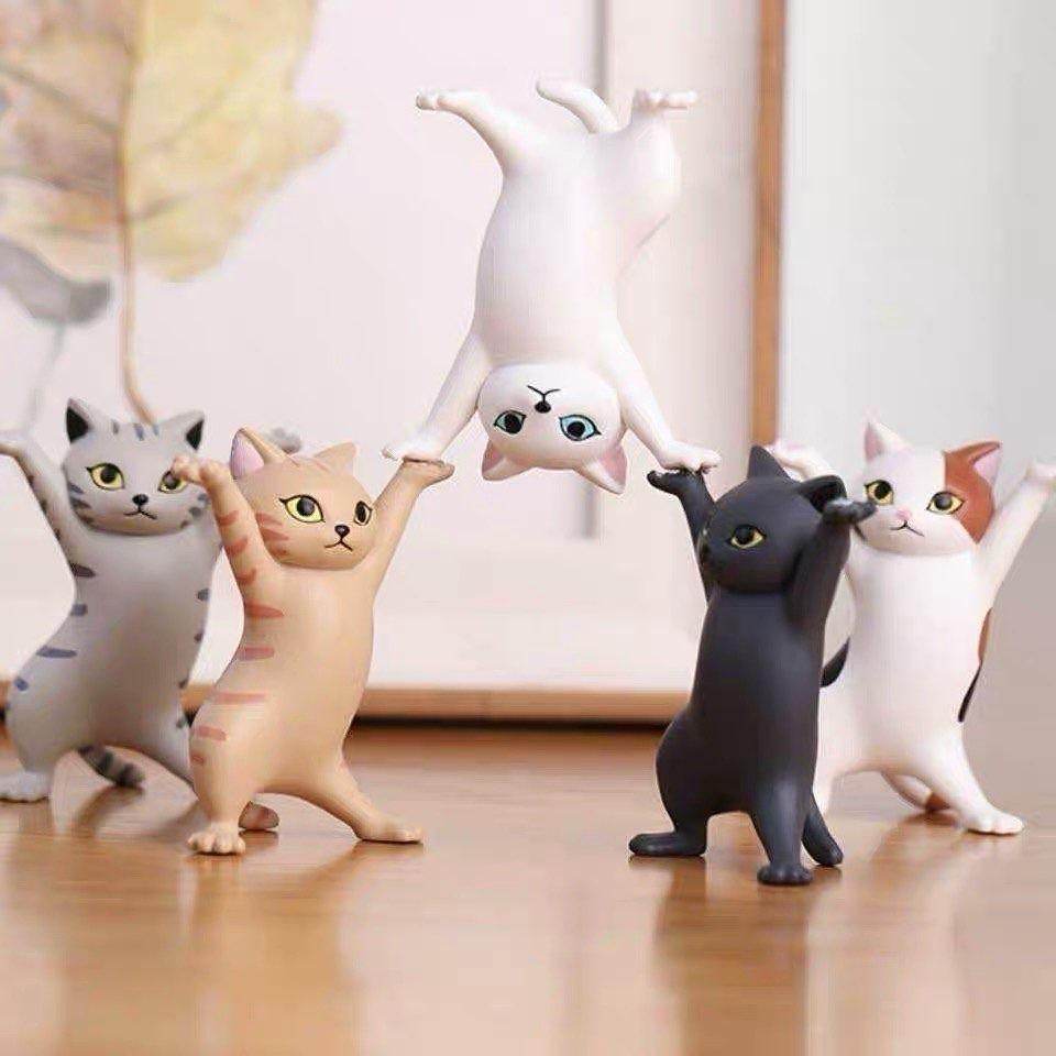 Cute Mochi Cat Phone Holder Stand - 5 Pack Adorable Cat-Shaped Silicone Grips for Phones, Tablets, and Devices - Perfect for Home, Office, and Car Use
