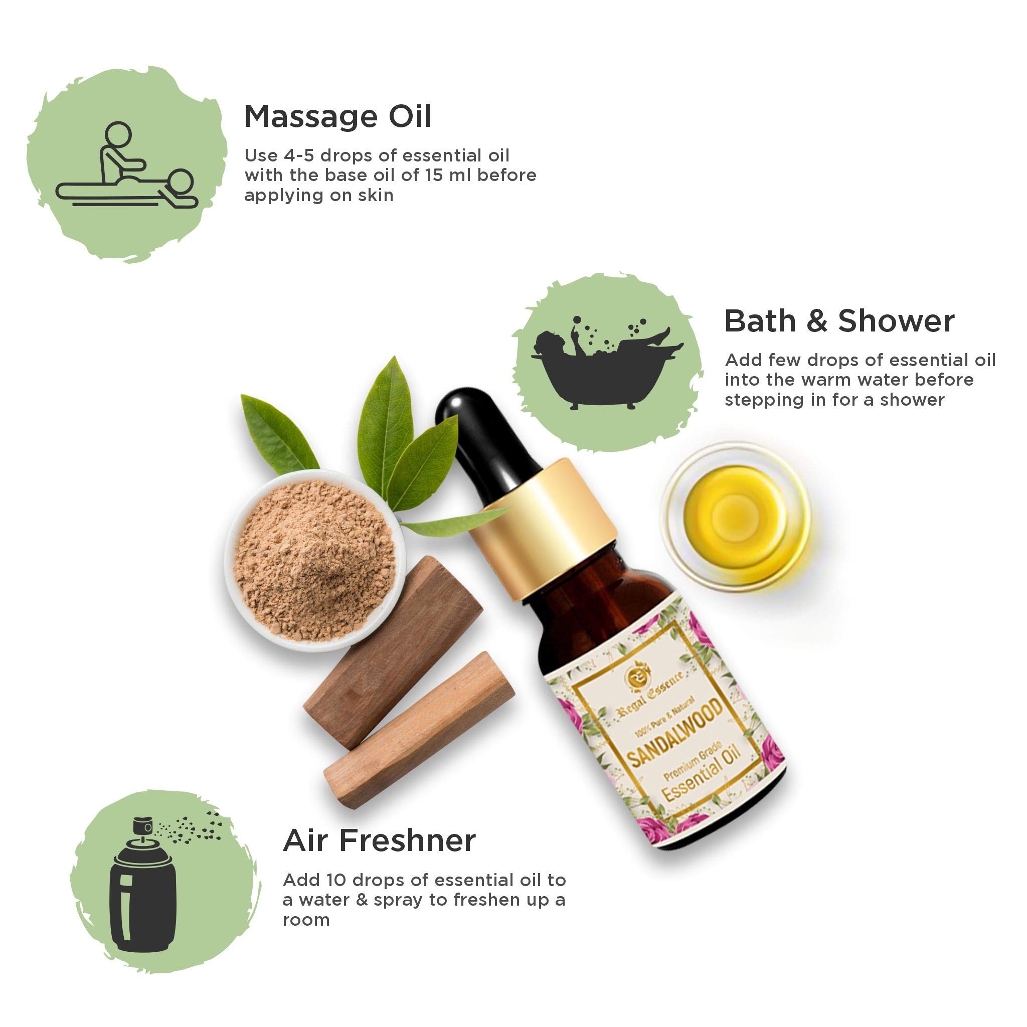 Premium Sandalwood Essential Oil - 100% Pure Chandan Oil for Skin, Face & Aromatherapy | Natural Home Fragrance Oil for Diffusers, Humidifiers & Massage | 15ml (2-Pack) | Perfect for Relaxation, Spa & Meditation