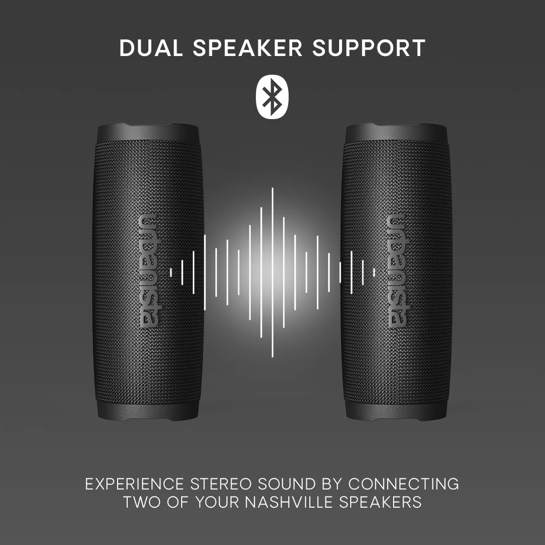 Urbanista Nashville Wireless Bluetooth Speaker - IPX7 Waterproof, 18H Playtime, Bluetooth 5.2, Dual Pairing, Loud Stereo Sound, Button Controls, Portable Outdoor Speaker for Beach, Pool, and Camping
