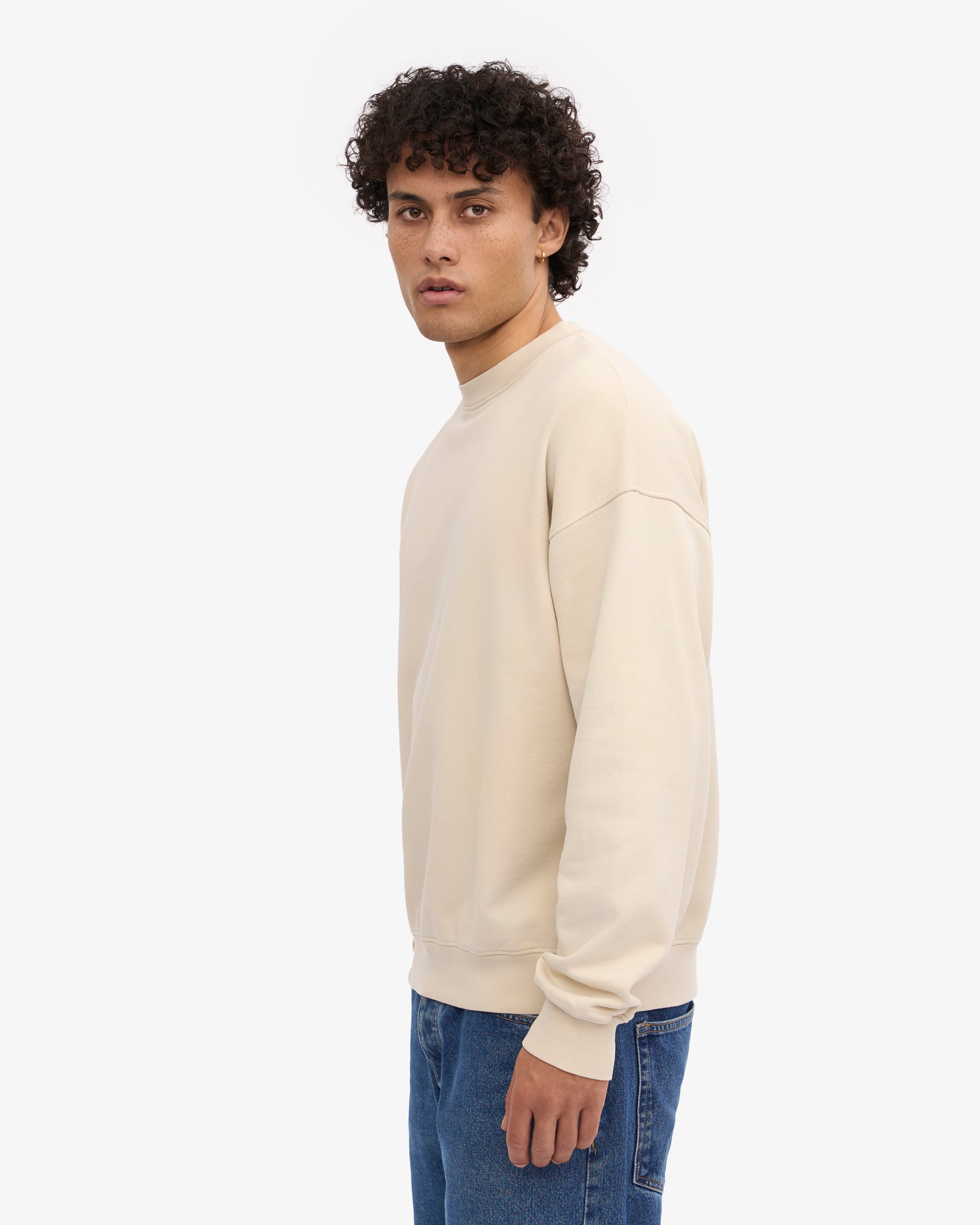 Organic Oversized Crewneck Sweatshirt - Ivory White | Soft & Comfortable Cotton Pullover for Women & Men | Perfect for Casual Wear, Loungewear & Cozy Outfits