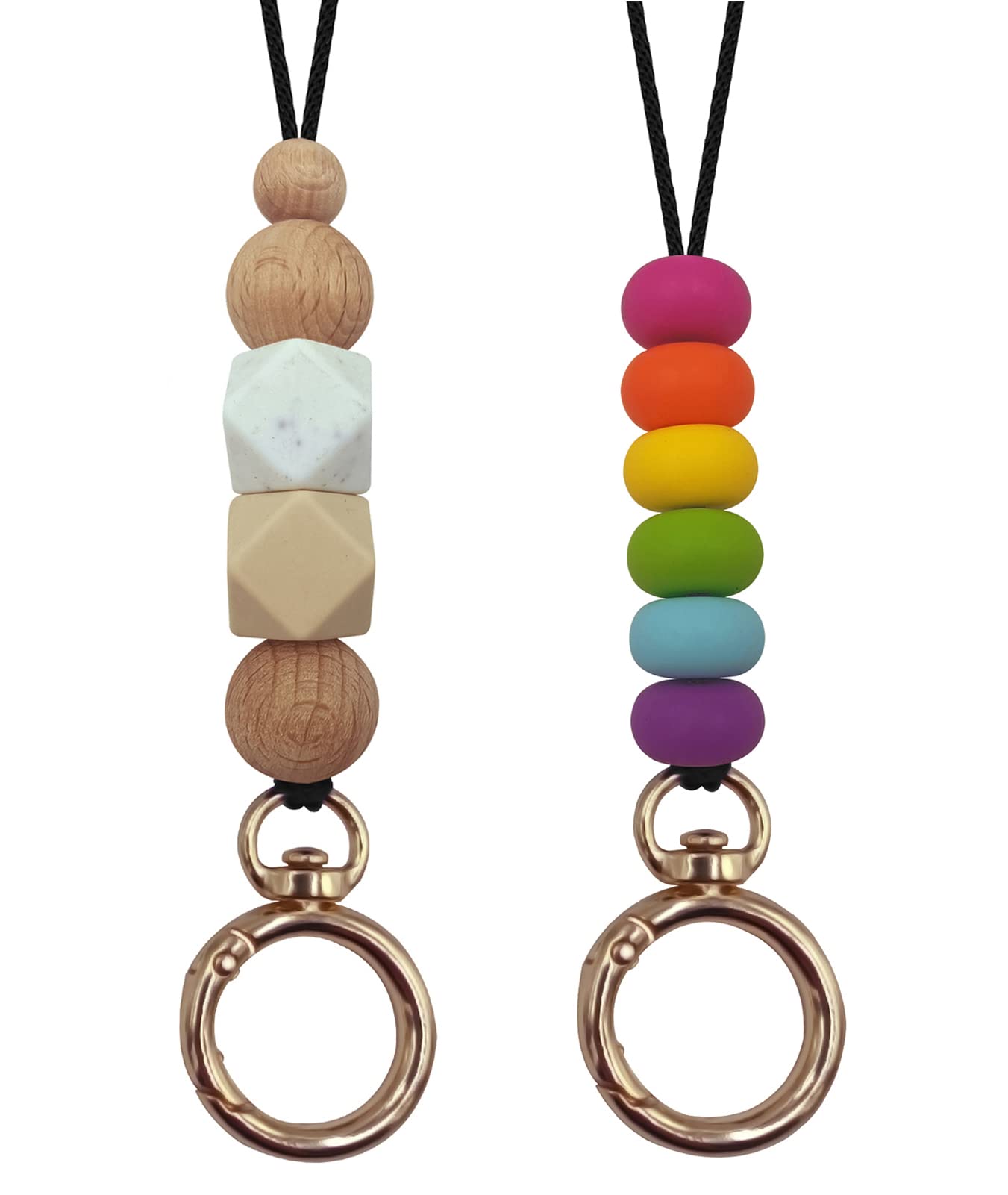 Cute Silicone Beaded Lanyard for Teachers - ID Badge & Key Holder (2pcs) - Perfect for Women Employees & Students