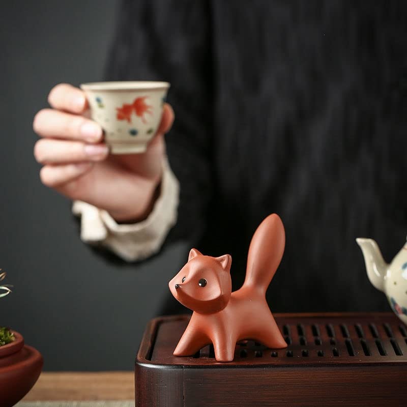 Handmade Purple Clay Fox Tea Pet for Kung Fu Tea Tray - Tea Ceremony Decoration