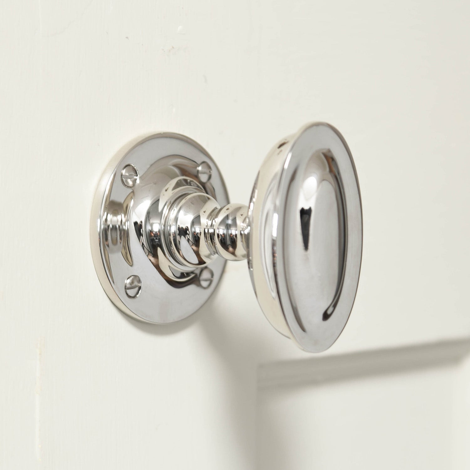 Vintage Polished Nickel Oval Edwardian Door Knobs - Antique Style Cabinet & Furniture Hardware for Bedroom, Bathroom, Closet Doors - Elegant Home Decor Upgrade