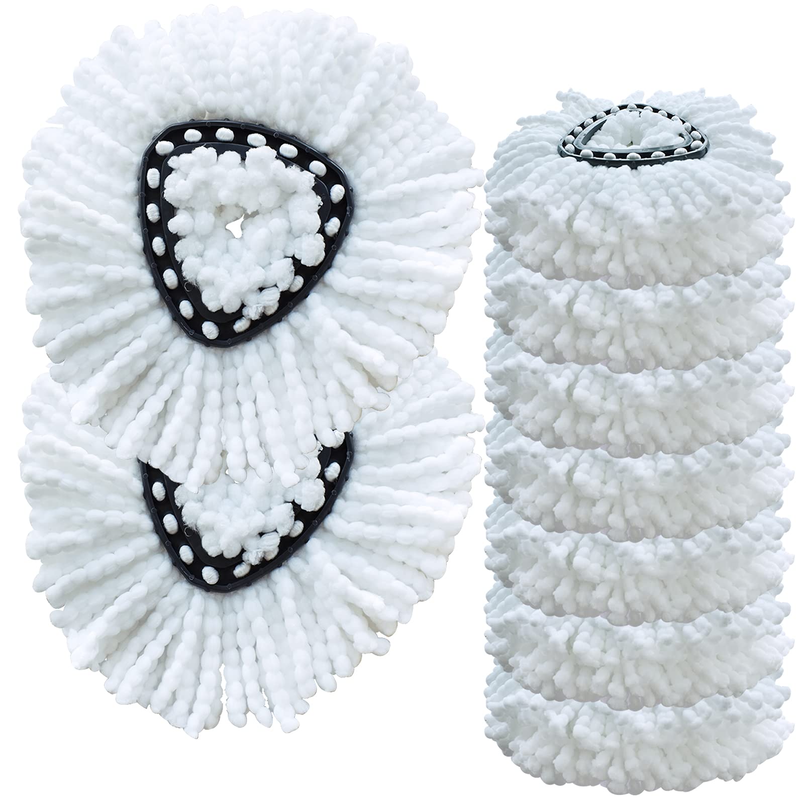 12-Pack Spin Mop Replacement Heads - Washable 100% Microfiber Refills for EasyWring Mops - 360° Rotating Design for Deep Cleaning Floors - Perfect for Hardwood, Tile & Laminate Floor Care