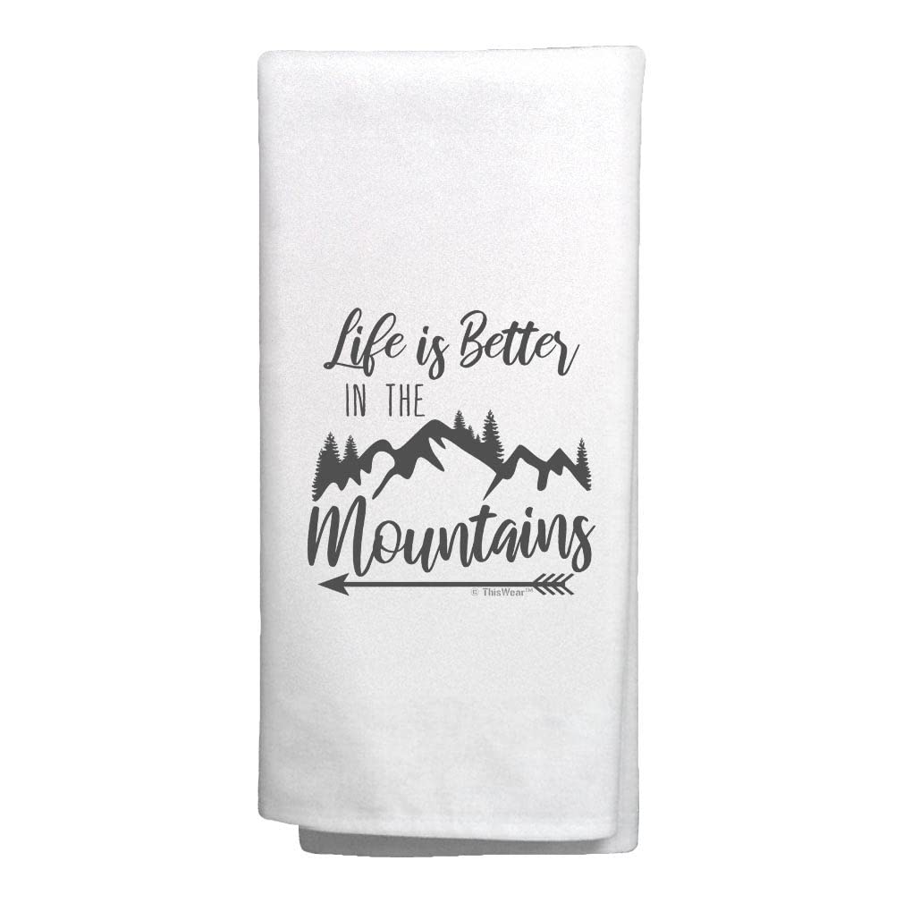 Mountain Themed Tea Towel - Housewarming & Kitchen Gift for Decor